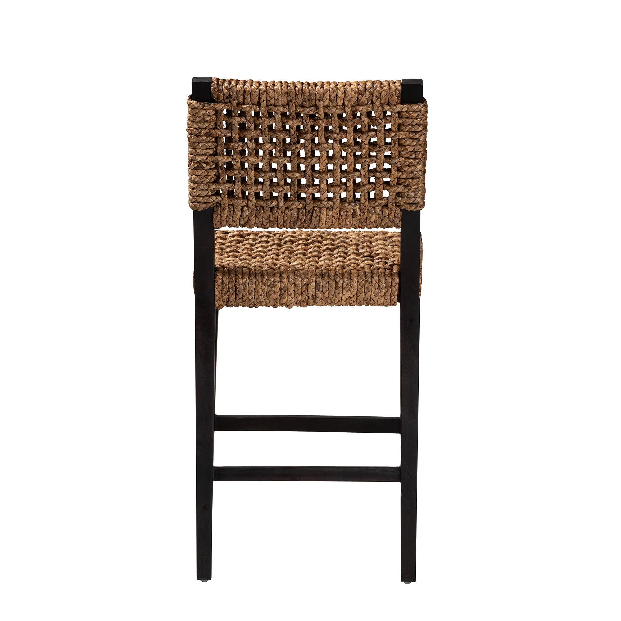 Baxton Studio bali & pari Alise Modern Bohemian Dark Brown Mahogany Wood and Seagrass Counter Stool - Image 7