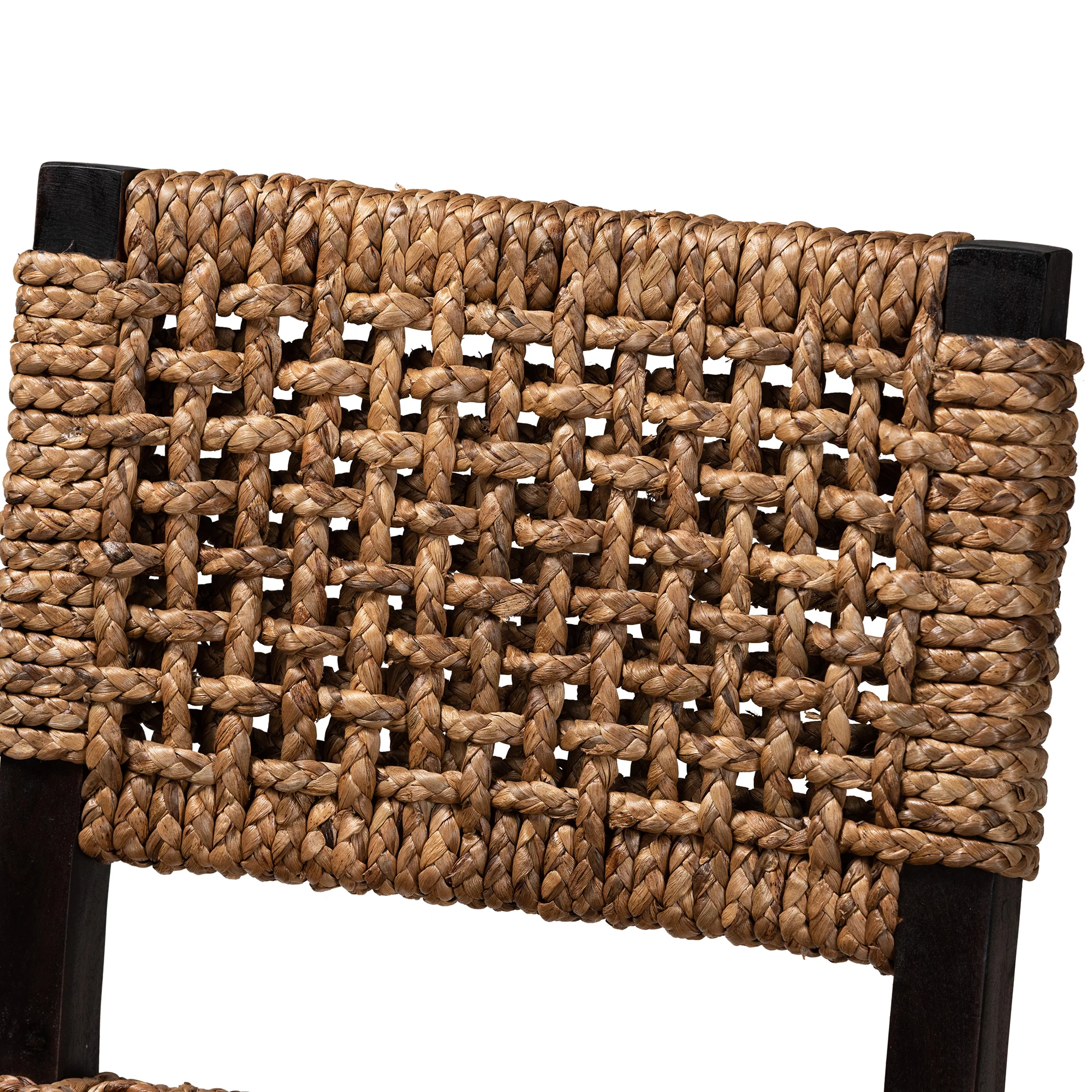 Baxton Studio bali & pari Alise Modern Bohemian Dark Brown Mahogany Wood and Seagrass Counter Stool - Image 8