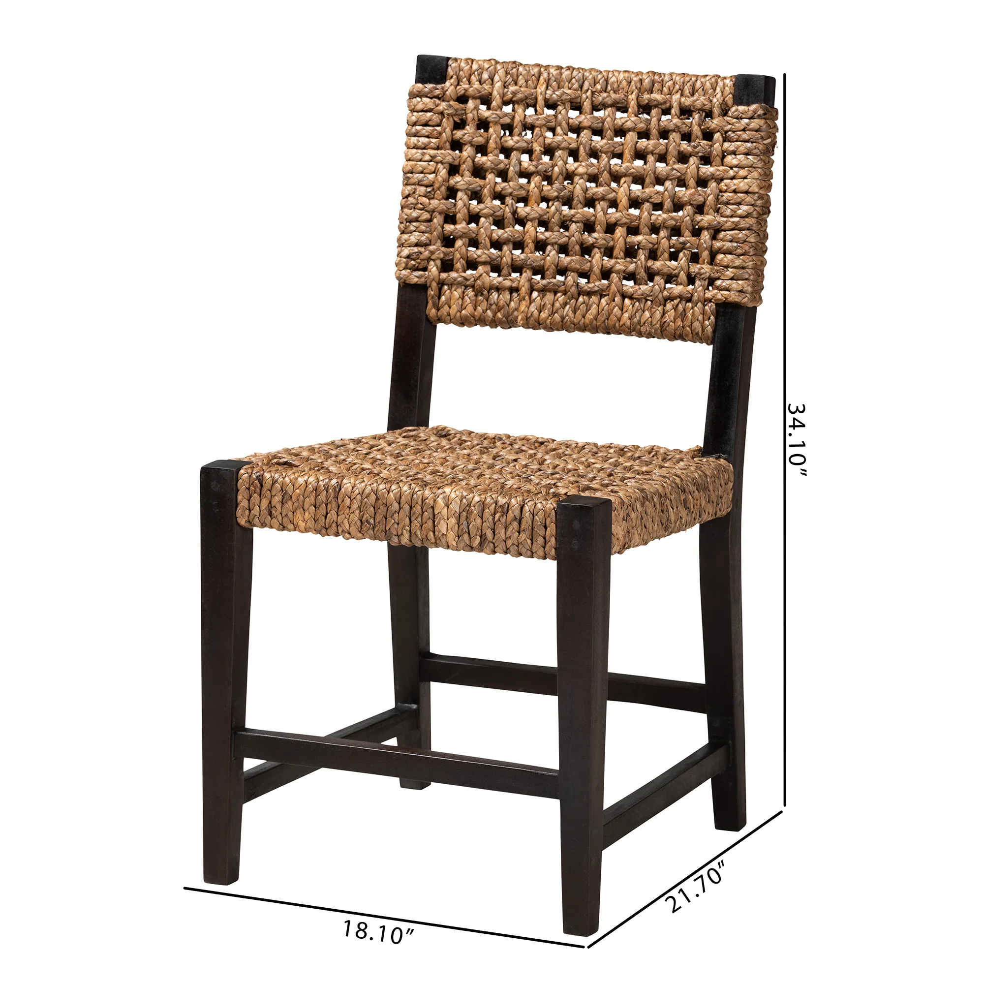 Baxton Studio bali & pari Alise Modern Bohemian Dark Brown Mahogany Wood and Seagrass Dining Chair - Image 10