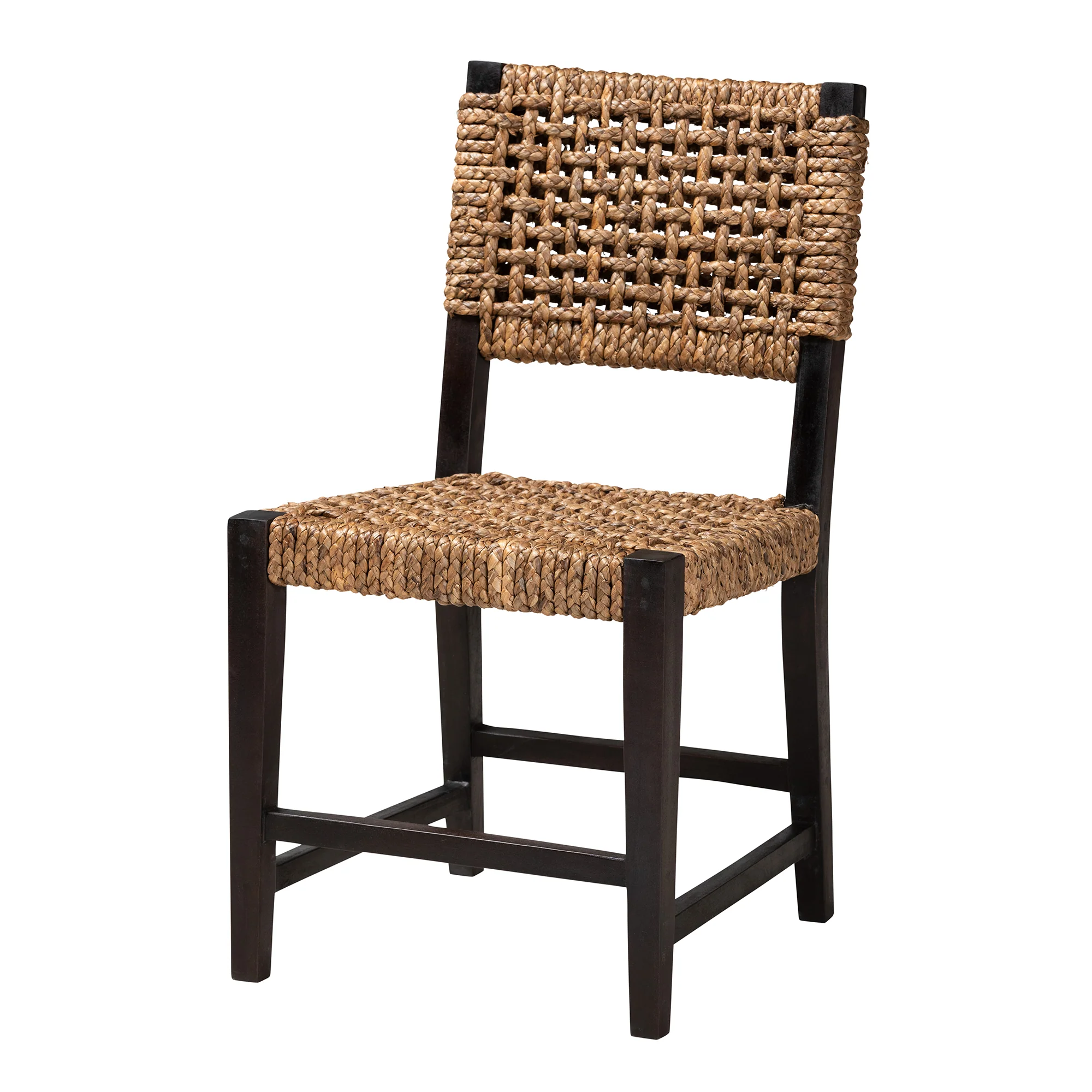 Baxton Studio bali & pari Alise Modern Bohemian Dark Brown Mahogany Wood and Seagrass Dining Chair - Image 2