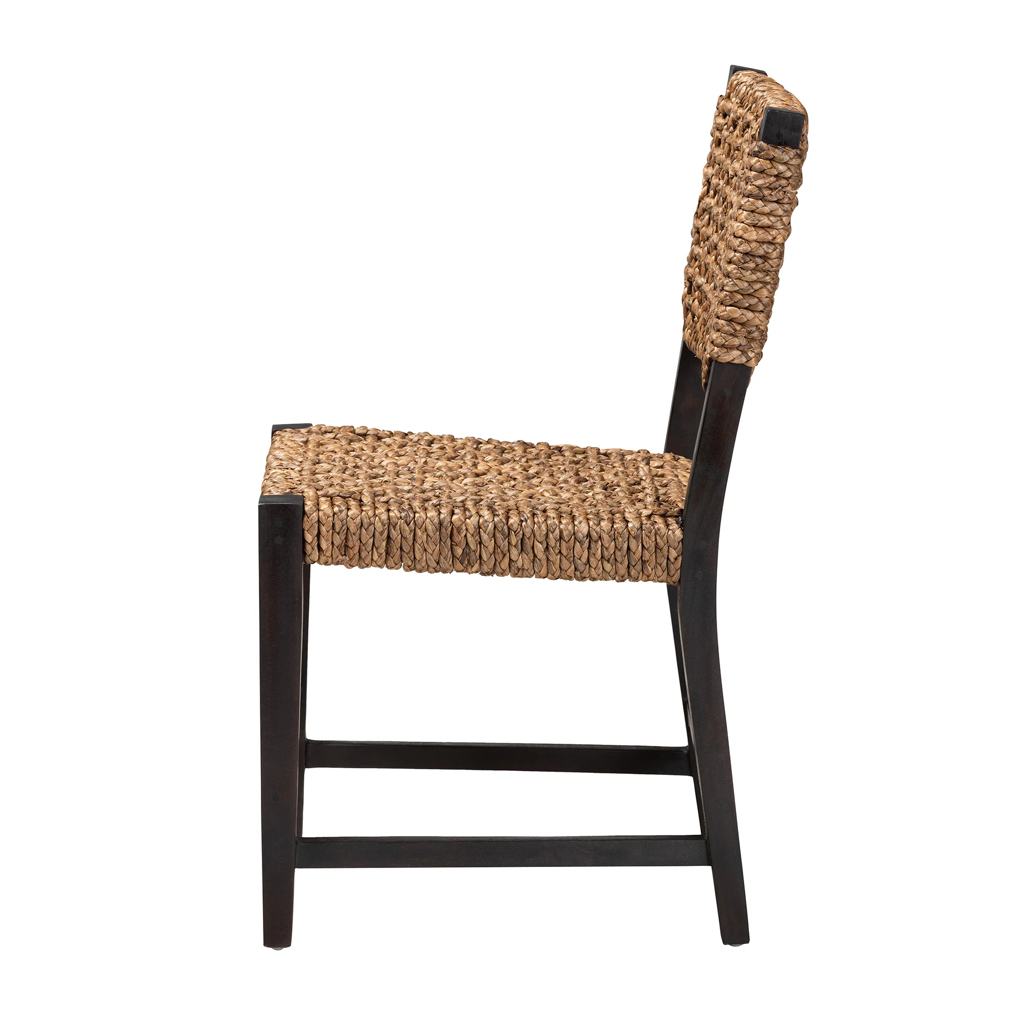 Baxton Studio bali & pari Alise Modern Bohemian Dark Brown Mahogany Wood and Seagrass Dining Chair - Image 4