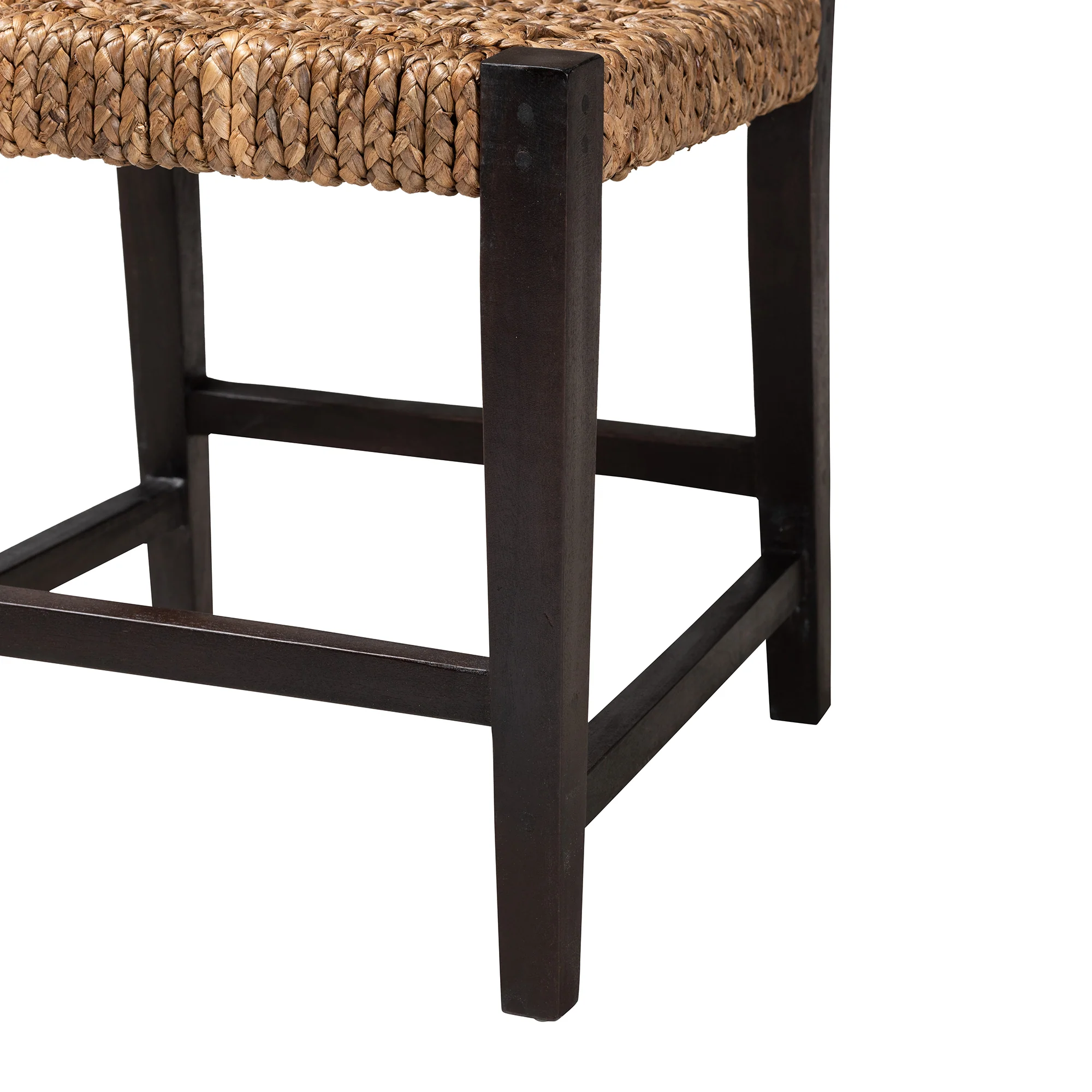 Baxton Studio bali & pari Alise Modern Bohemian Dark Brown Mahogany Wood and Seagrass Dining Chair - Image 7