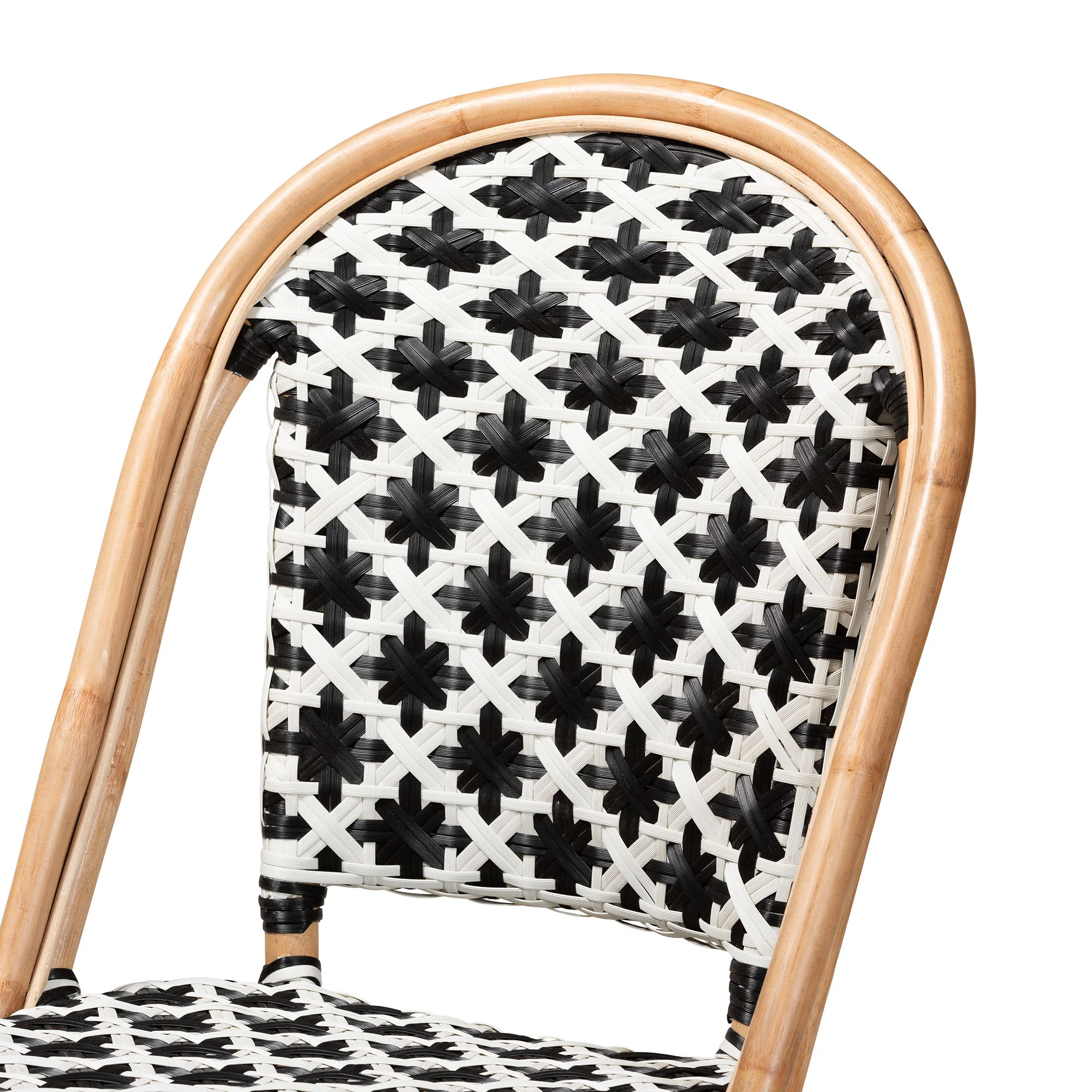 Baxton Studio bali & pari Ambre Modern French Black and White Weaving Natural Rattan 2-Piece Bistro Chair Set - Image 7