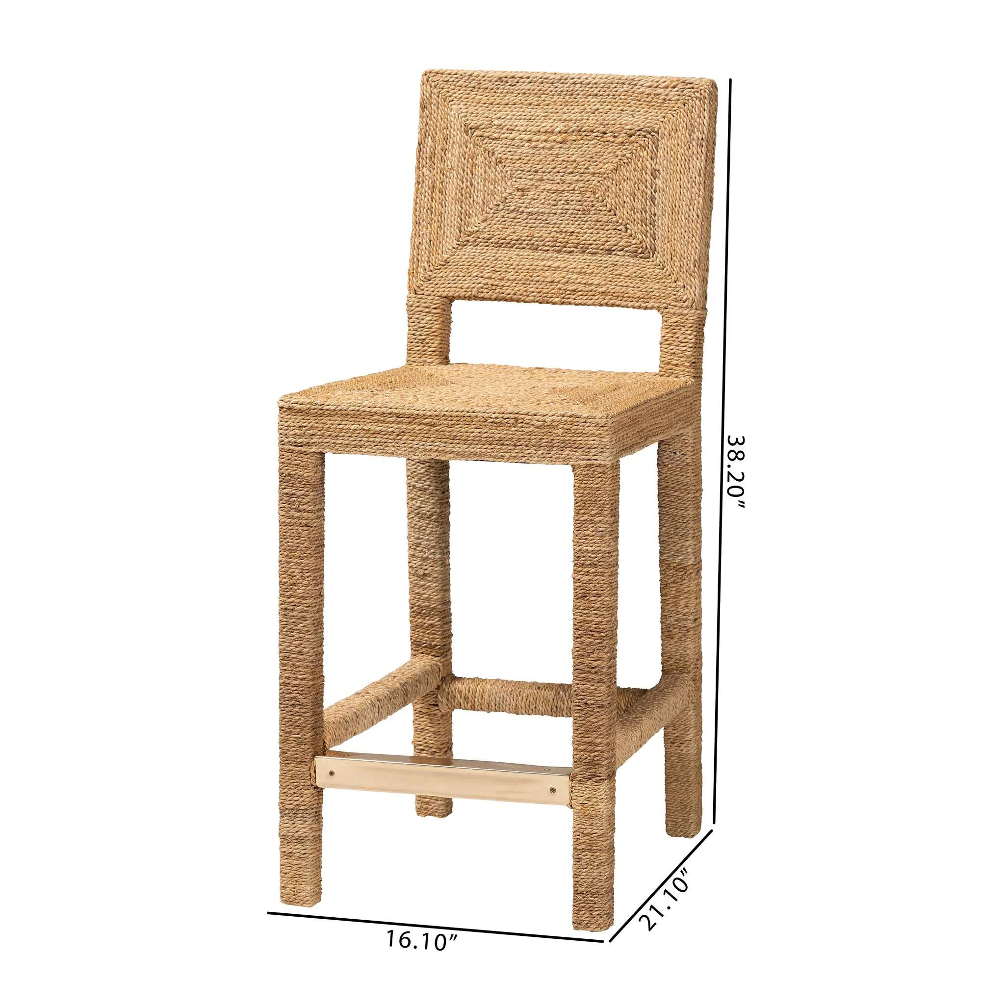 Baxton Studio bali & pari Anfield Modern Bohemian Natural Seagrass and Mahogany Wood Counter Stool - Image 3