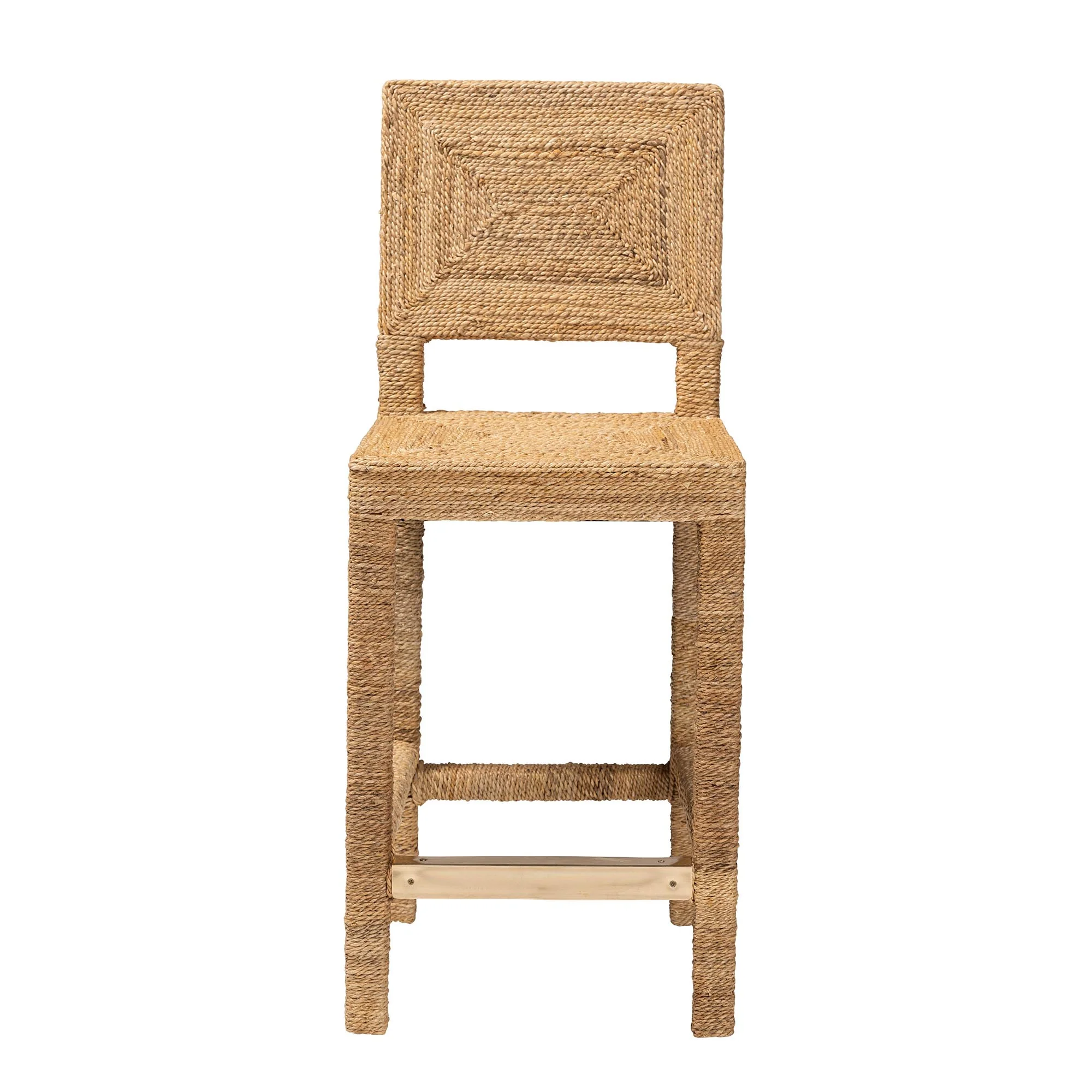 Baxton Studio bali & pari Anfield Modern Bohemian Natural Seagrass and Mahogany Wood Counter Stool - Image 5