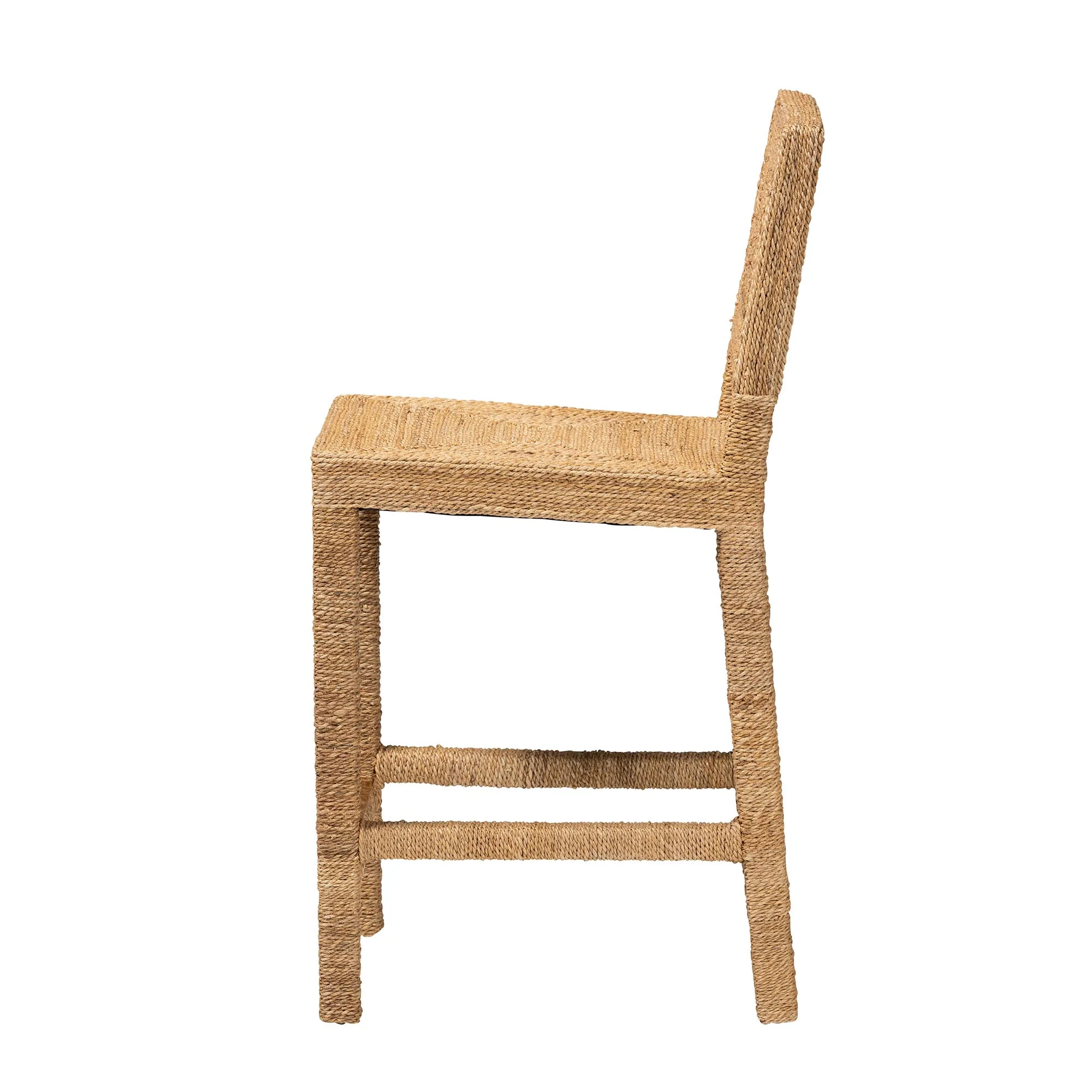 Baxton Studio bali & pari Anfield Modern Bohemian Natural Seagrass and Mahogany Wood Counter Stool - Image 6
