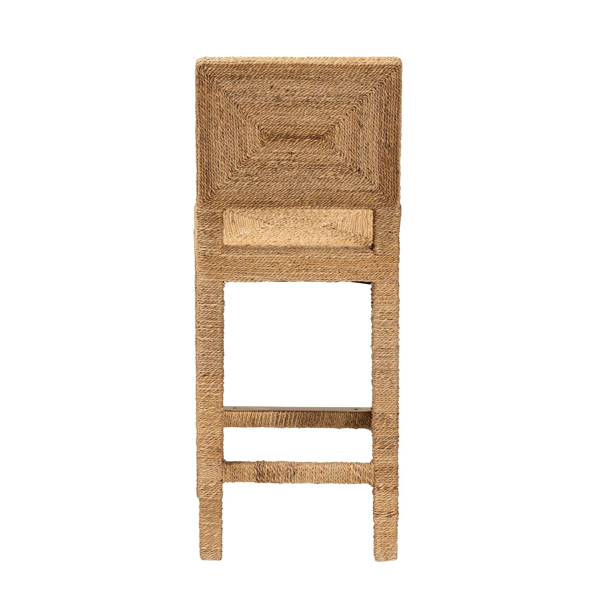 Baxton Studio bali & pari Anfield Modern Bohemian Natural Seagrass and Mahogany Wood Counter Stool - Image 7