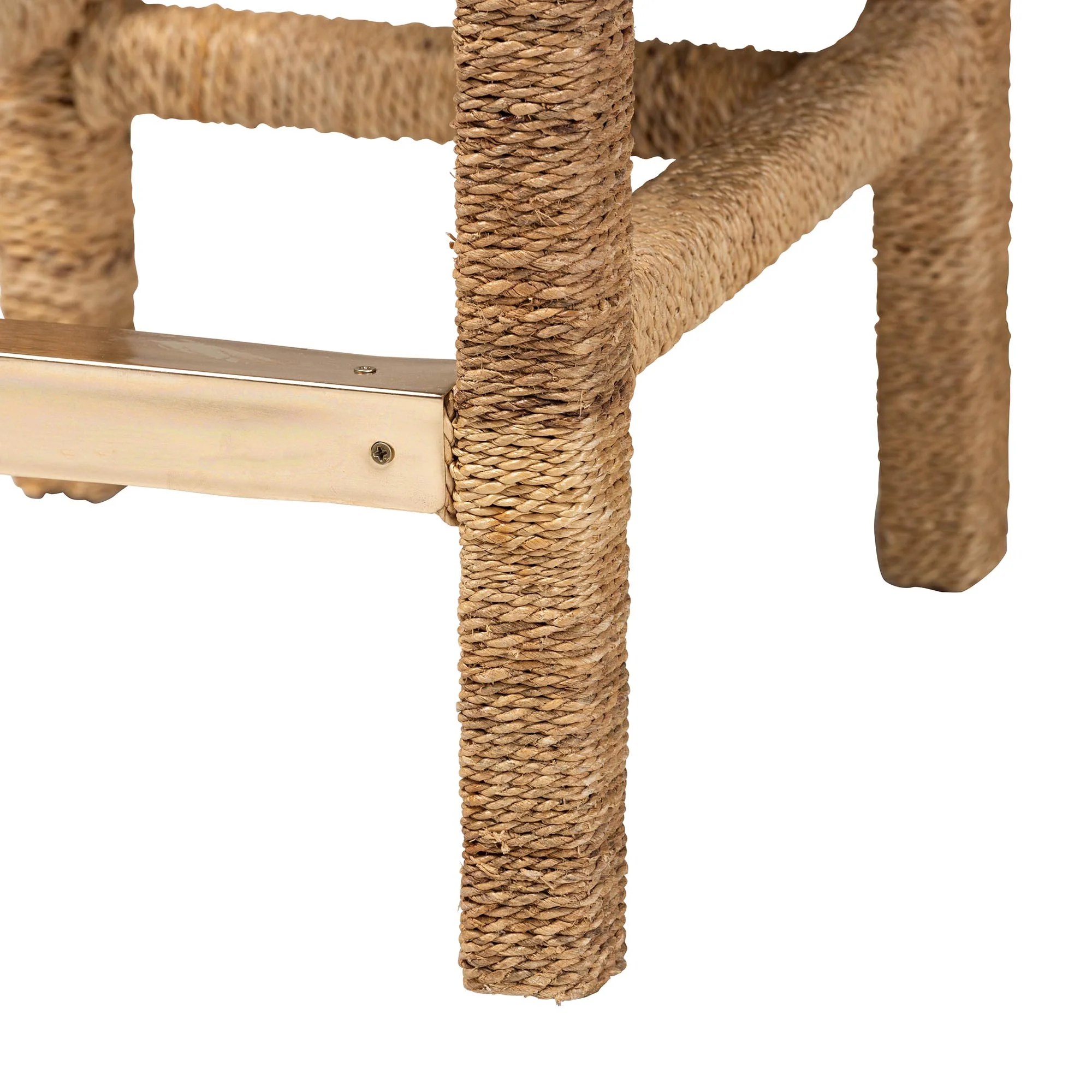 Baxton Studio bali & pari Anfield Modern Bohemian Natural Seagrass and Mahogany Wood Counter Stool - Image 9