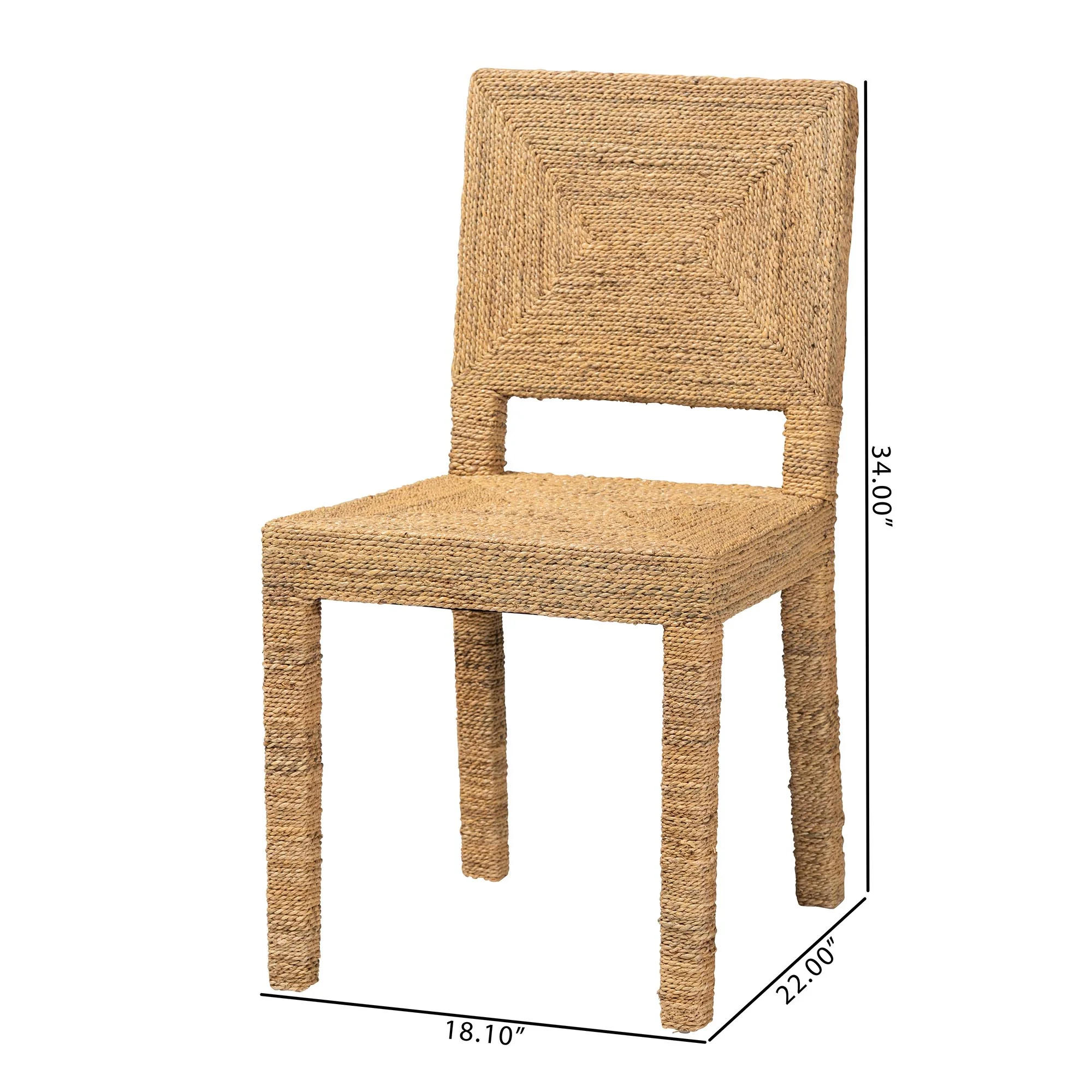 Baxton Studio bali & pari Anfield Modern Bohemian Natural Seagrass and Mahogany Wood Dining Chair - Image 10