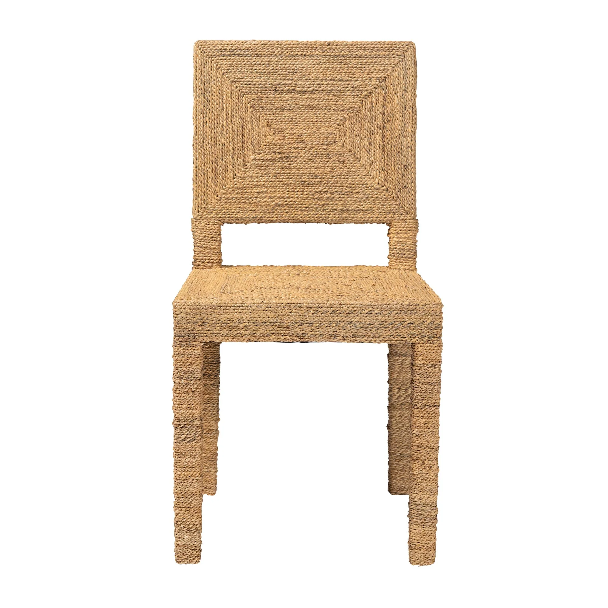Baxton Studio bali & pari Anfield Modern Bohemian Natural Seagrass and Mahogany Wood Dining Chair - Image 3