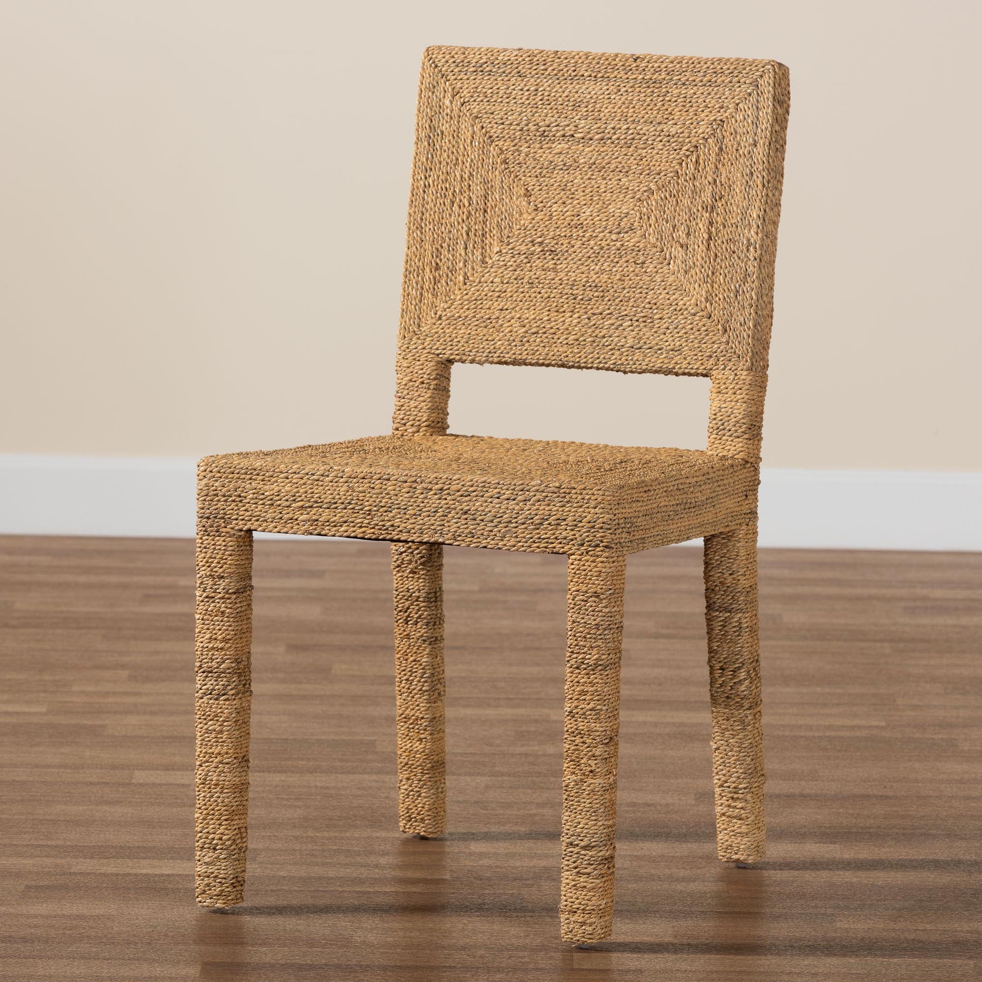 Baxton Studio bali & pari Anfield Modern Bohemian Natural Seagrass and Mahogany Wood Dining Chair - Image 9