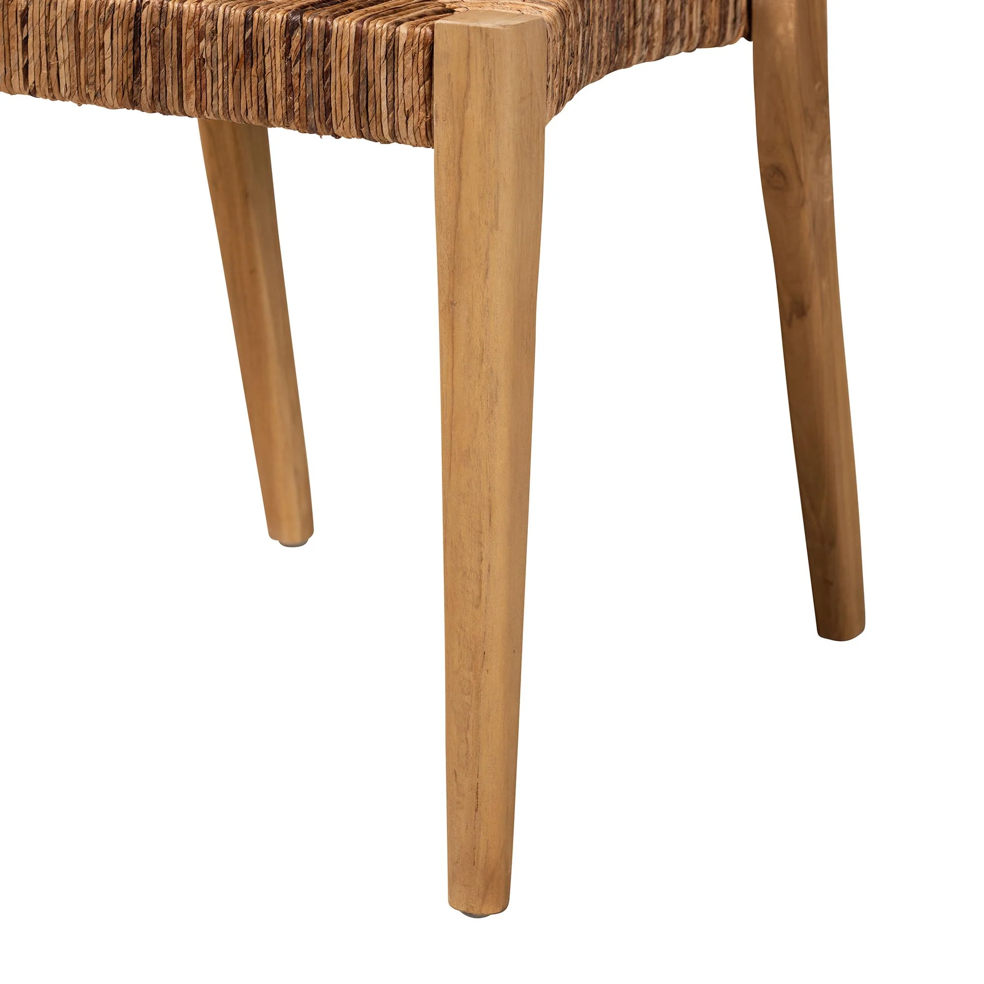 Baxton Studio bali & pari Artha Modern Bohemian Natural Brown Teak Wood and Seagrass 2-Piece Dining Chair Set - Image 8