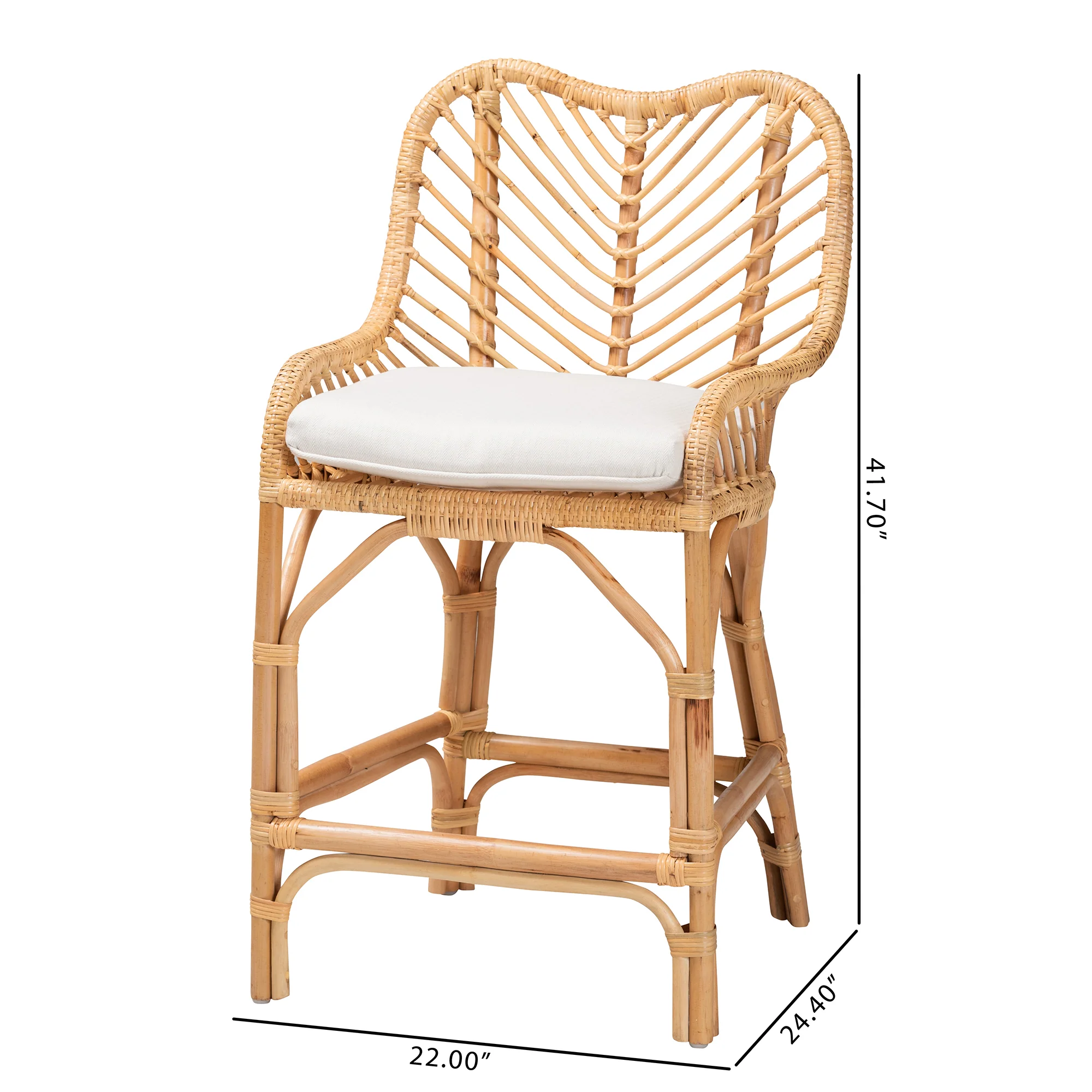 Baxton Studio bali & pari Arween Modern Bohemian Natural Brown Rattan Counter Stool - Image 10