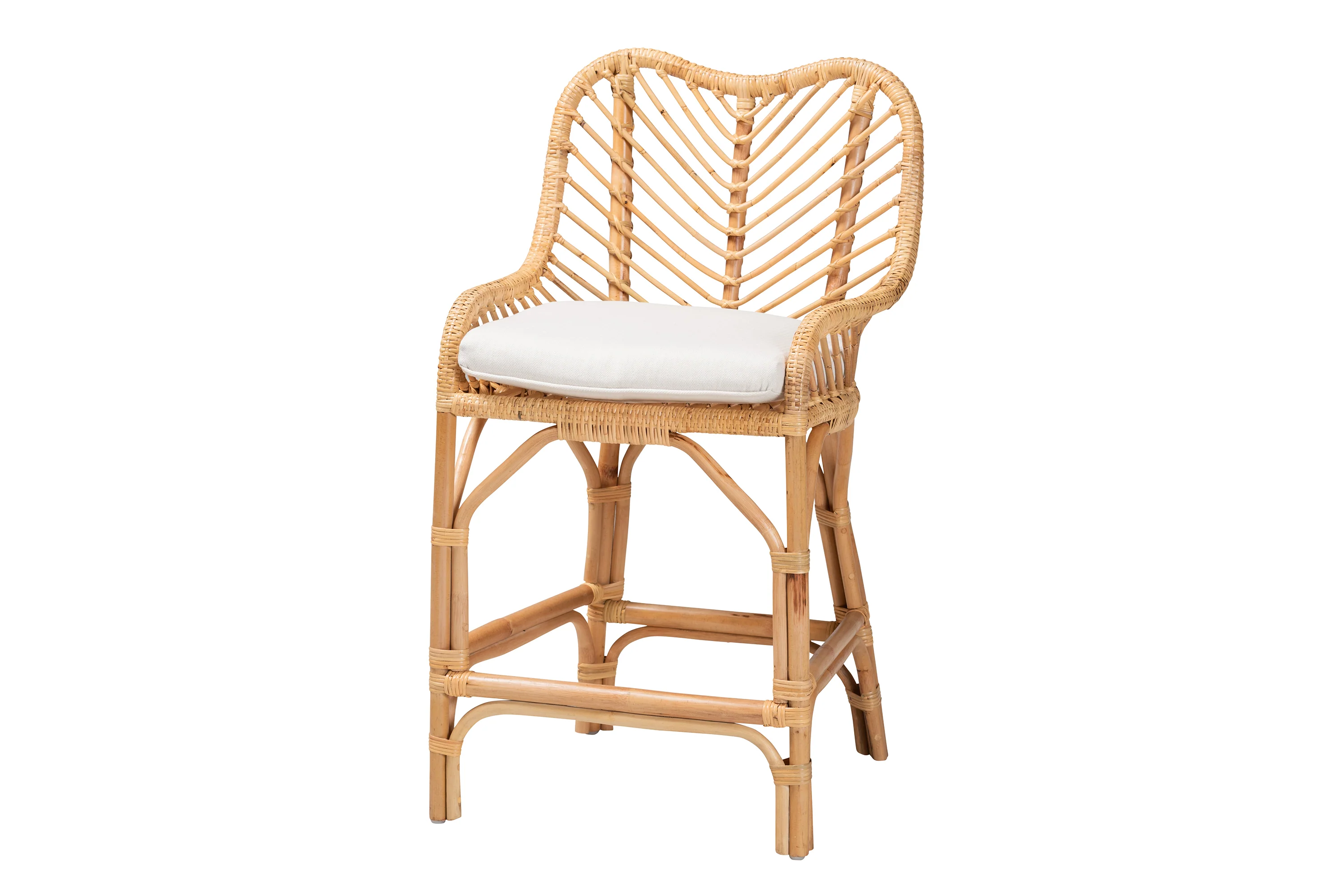 Baxton Studio bali & pari Arween Modern Bohemian Natural Brown Rattan Counter Stool - Image 2