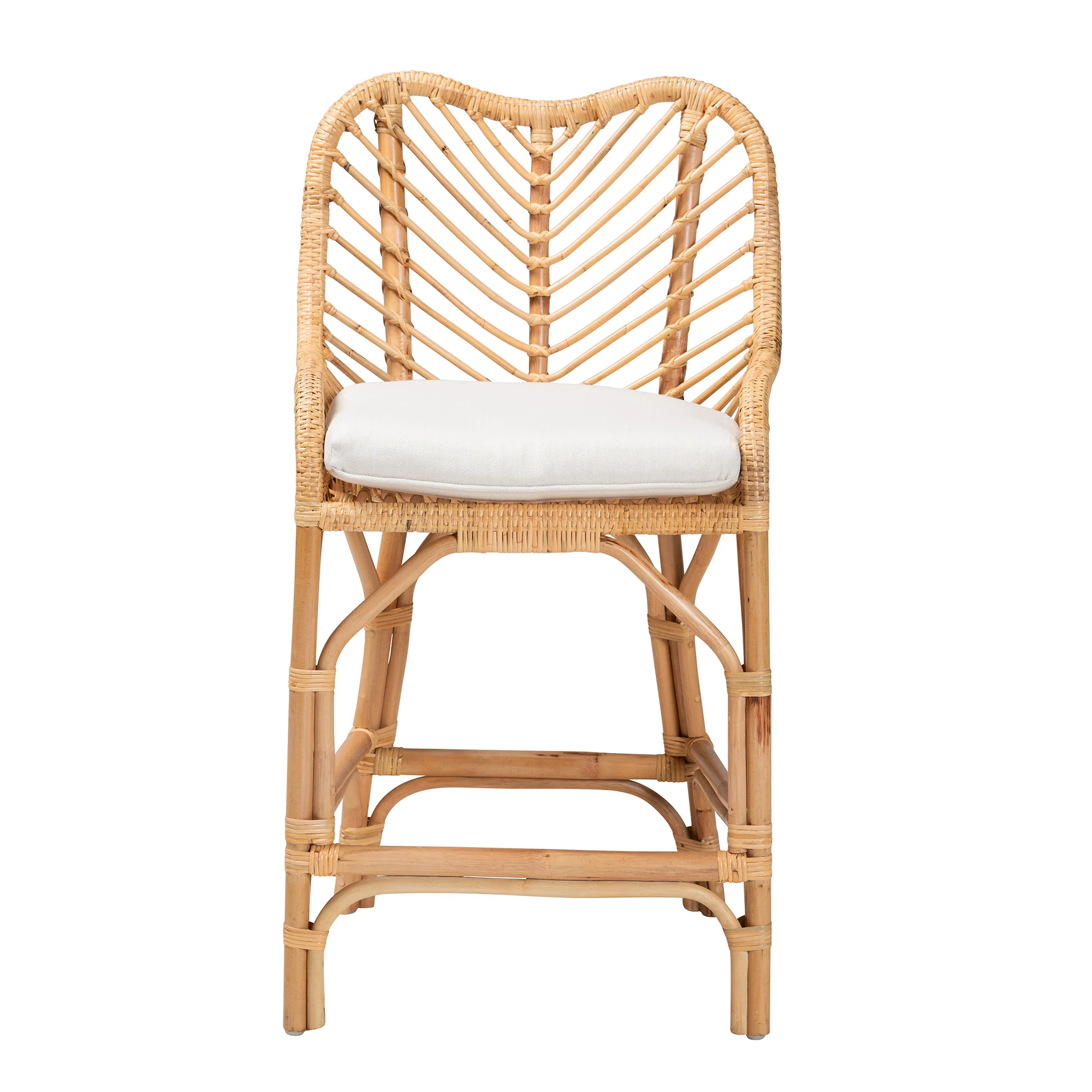 Baxton Studio bali & pari Arween Modern Bohemian Natural Brown Rattan Counter Stool - Image 3