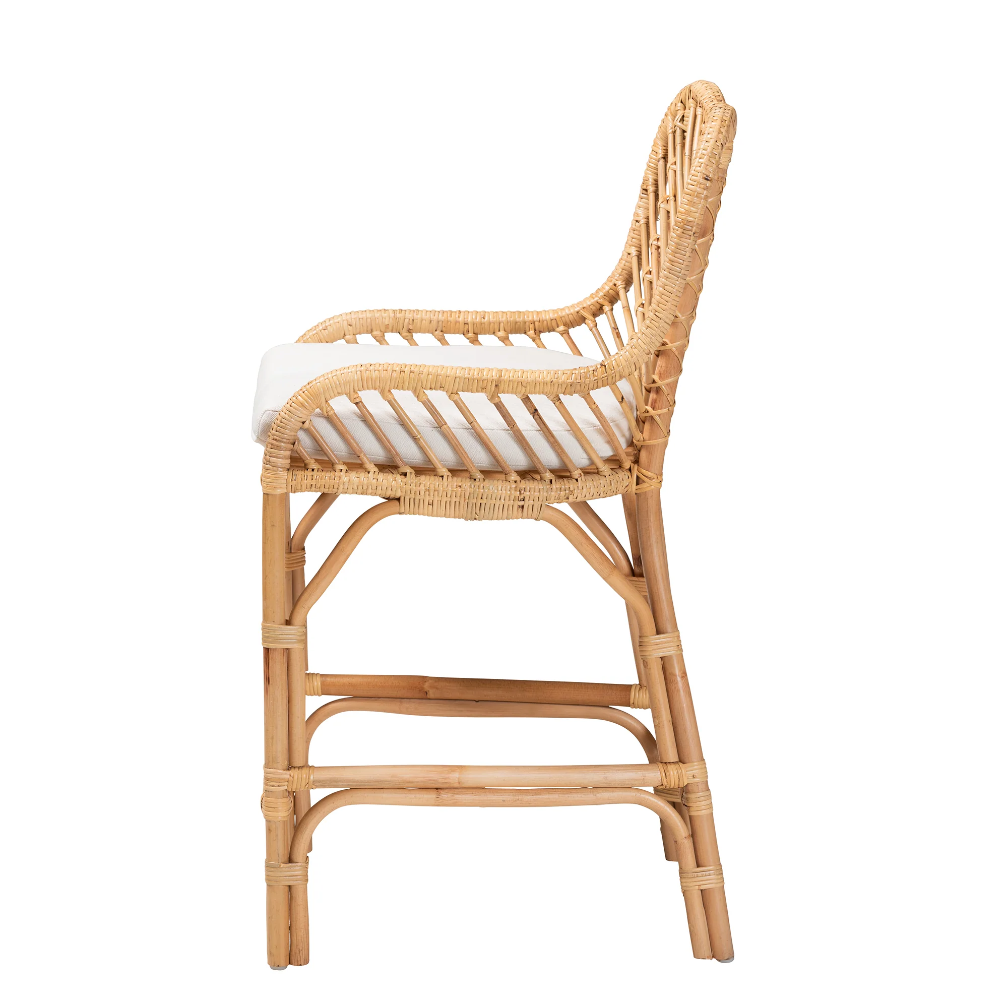 Baxton Studio bali & pari Arween Modern Bohemian Natural Brown Rattan Counter Stool - Image 4