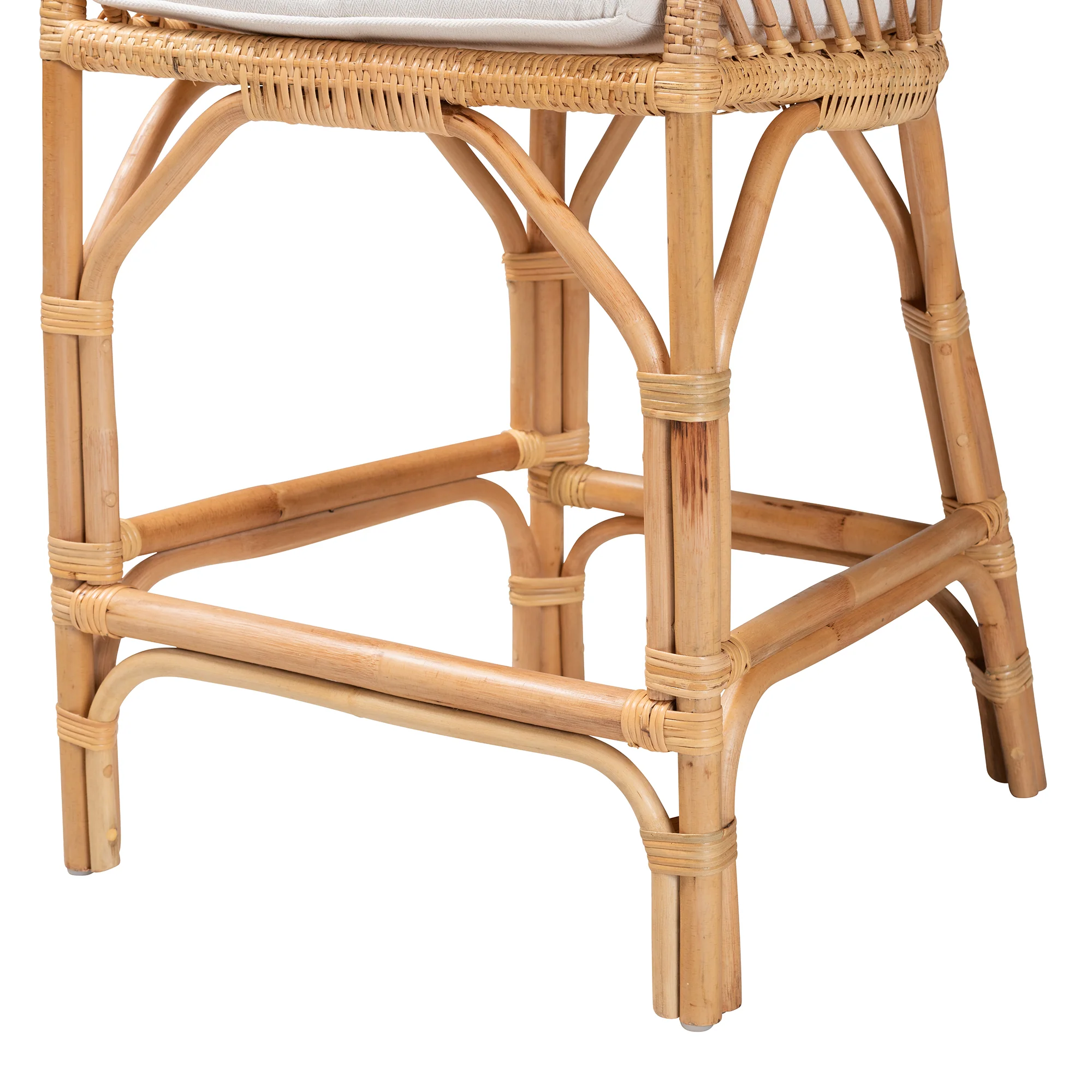 Baxton Studio bali & pari Arween Modern Bohemian Natural Brown Rattan Counter Stool - Image 7
