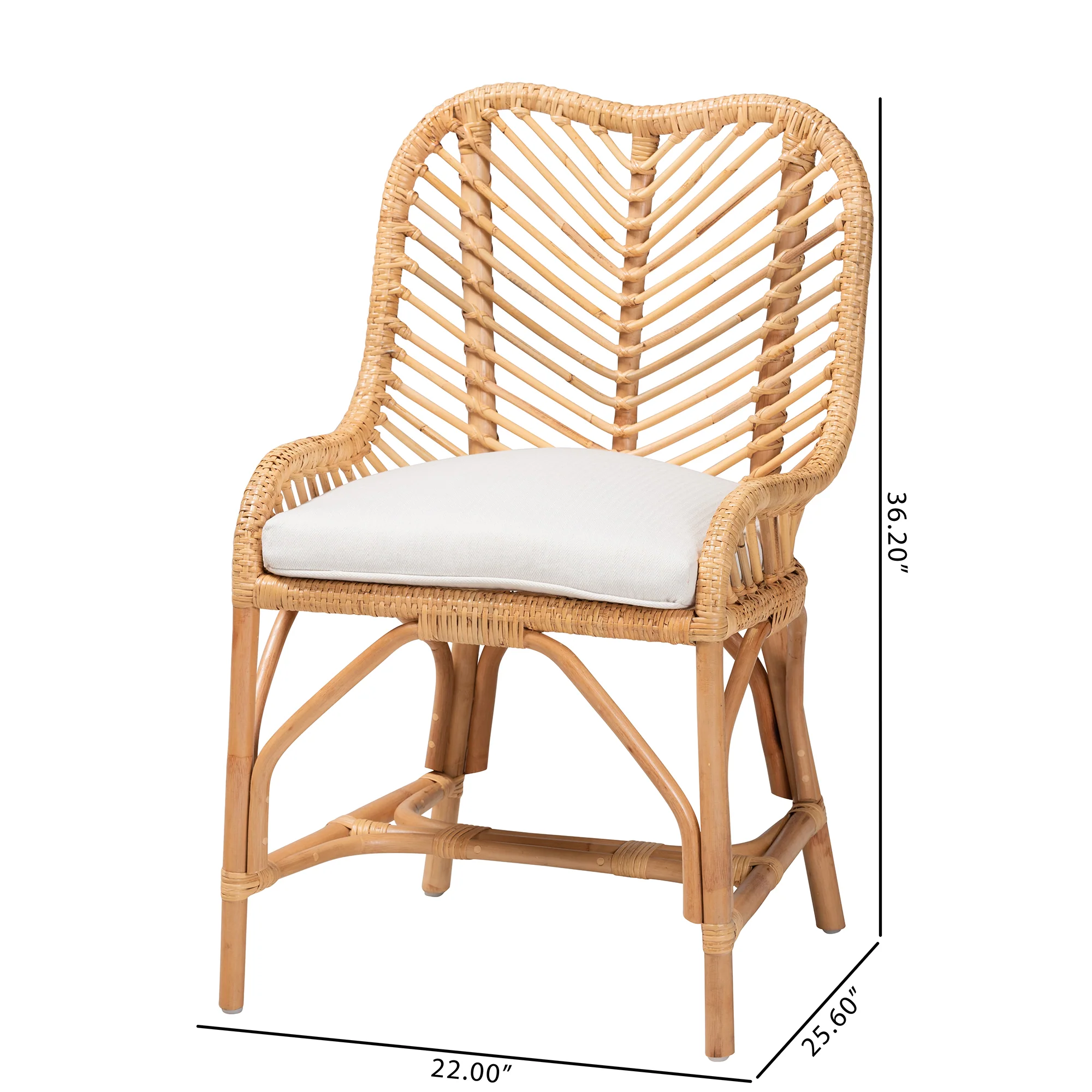 Baxton Studio bali & pari Arween Modern Bohemian Natural Brown Rattan Dining Chair - Image 10