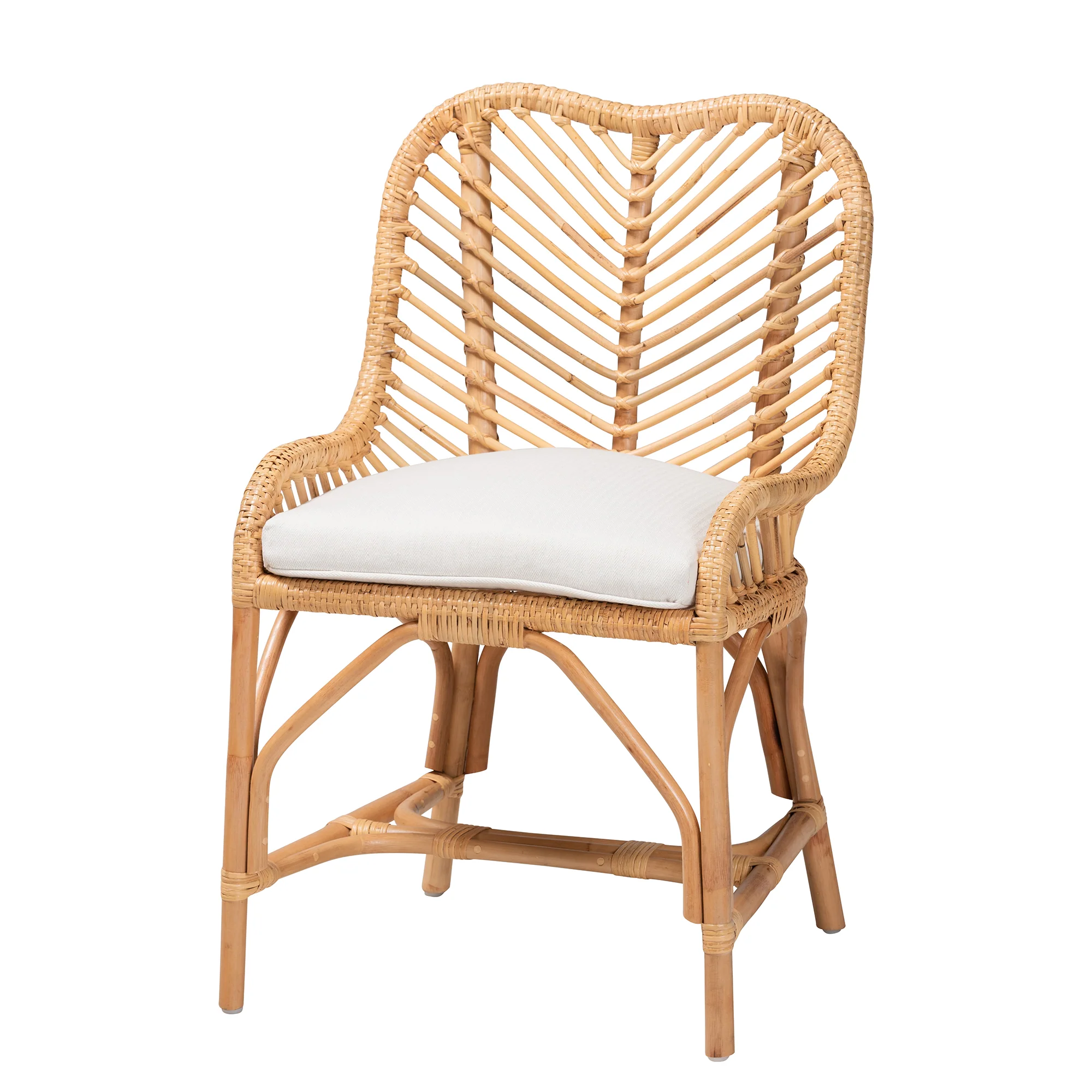 Baxton Studio bali & pari Arween Modern Bohemian Natural Brown Rattan Dining Chair - Image 2