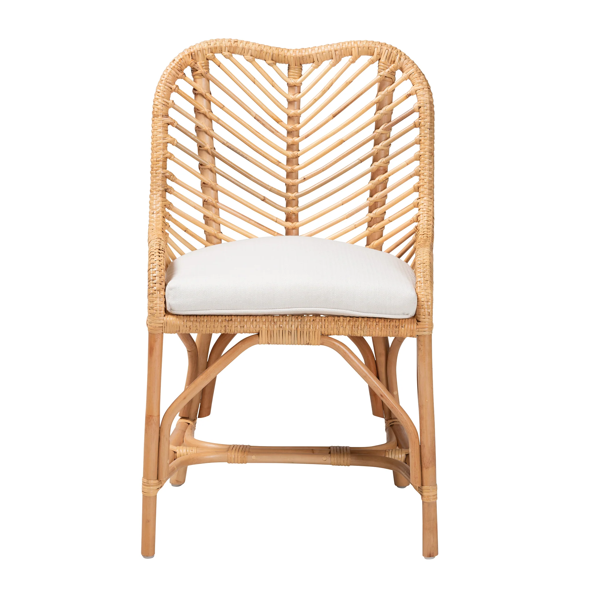 Baxton Studio bali & pari Arween Modern Bohemian Natural Brown Rattan Dining Chair - Image 3