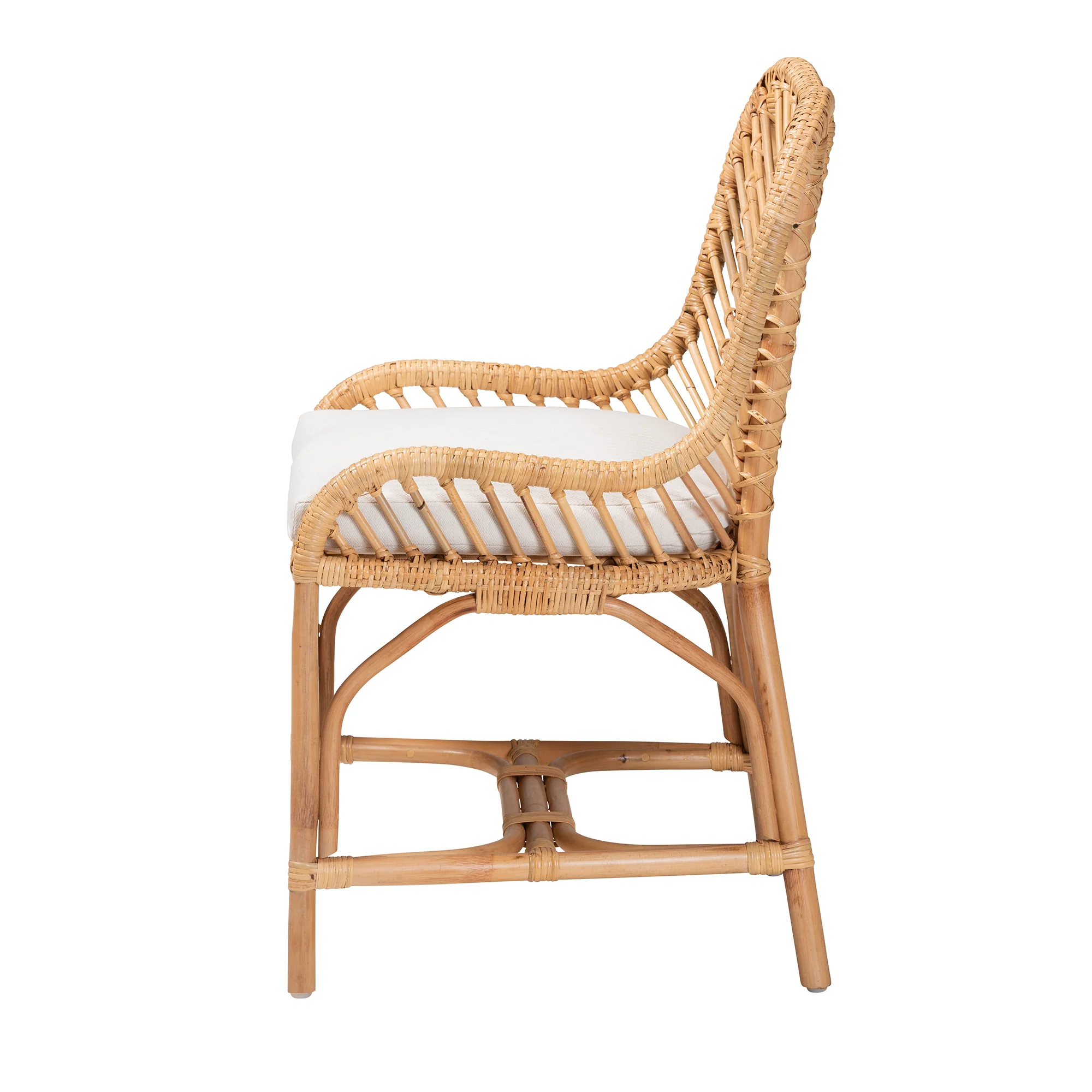 Baxton Studio bali & pari Arween Modern Bohemian Natural Brown Rattan Dining Chair - Image 4