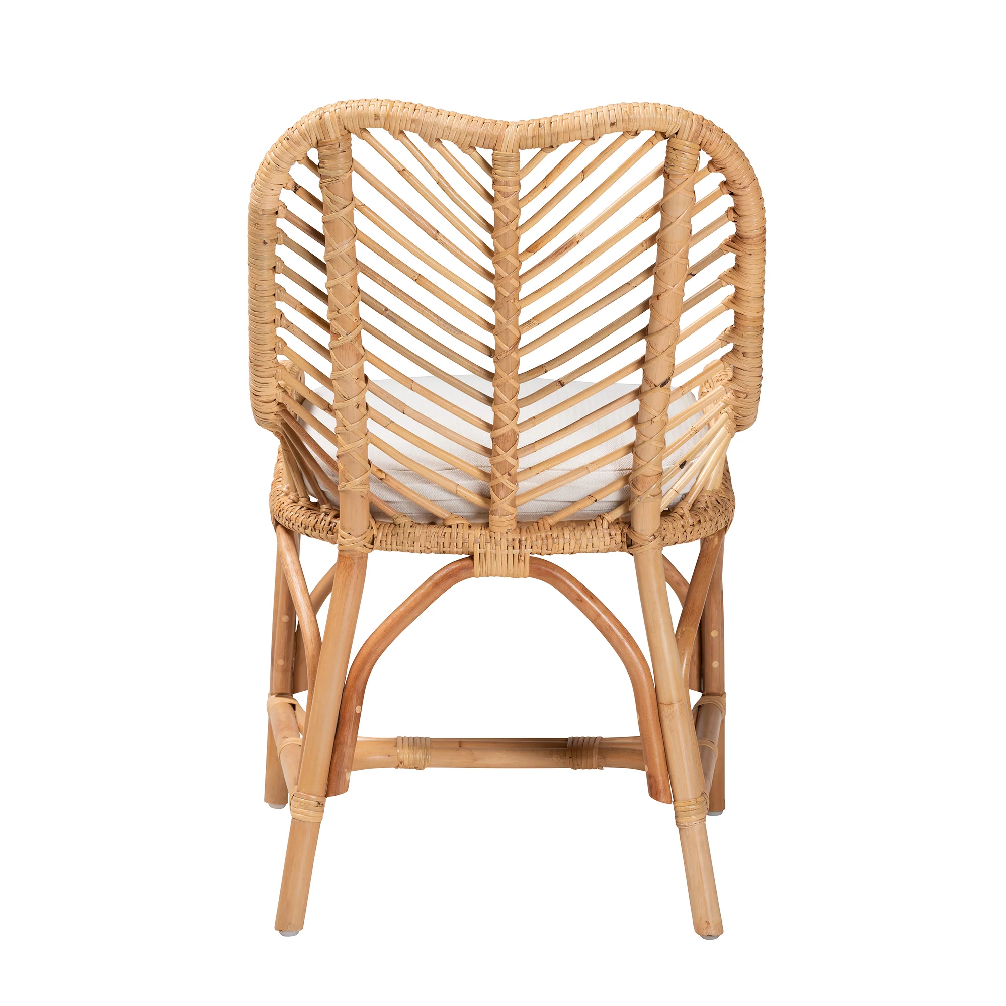 Baxton Studio bali & pari Arween Modern Bohemian Natural Brown Rattan Dining Chair - Image 5