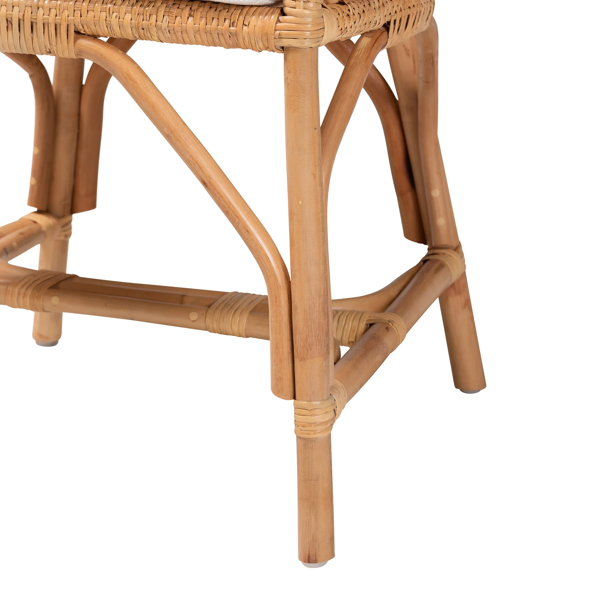 Baxton Studio bali & pari Arween Modern Bohemian Natural Brown Rattan Dining Chair - Image 7