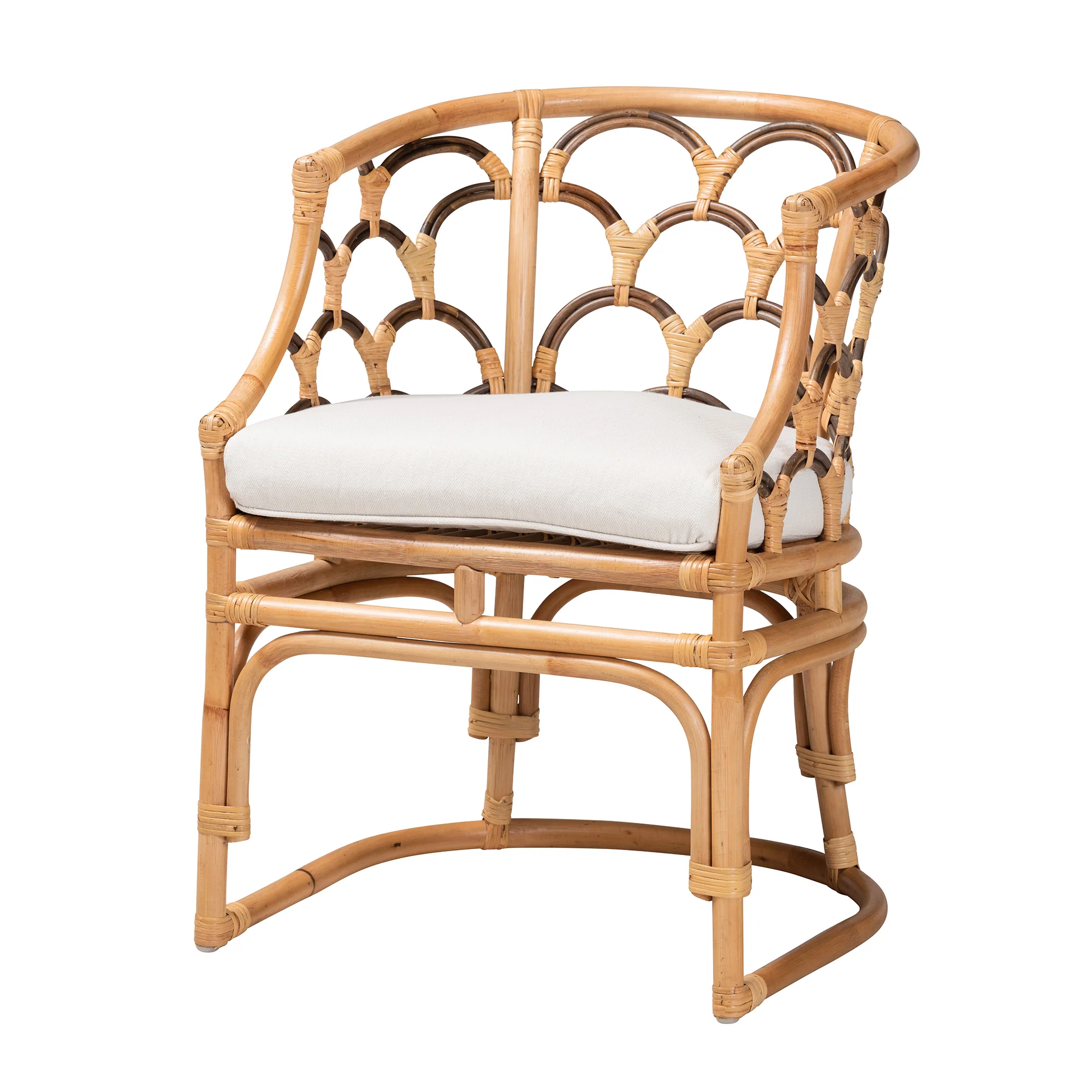 Baxton Studio bali & pari Aster Modern Bohemian Natural Brown Rattan Armchair - Image 2