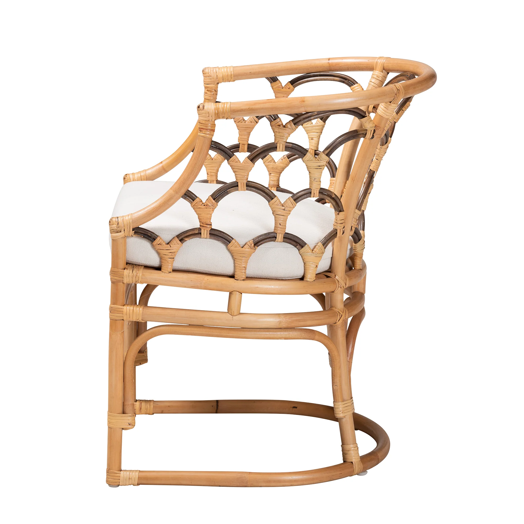 Baxton Studio bali & pari Aster Modern Bohemian Natural Brown Rattan Armchair - Image 4