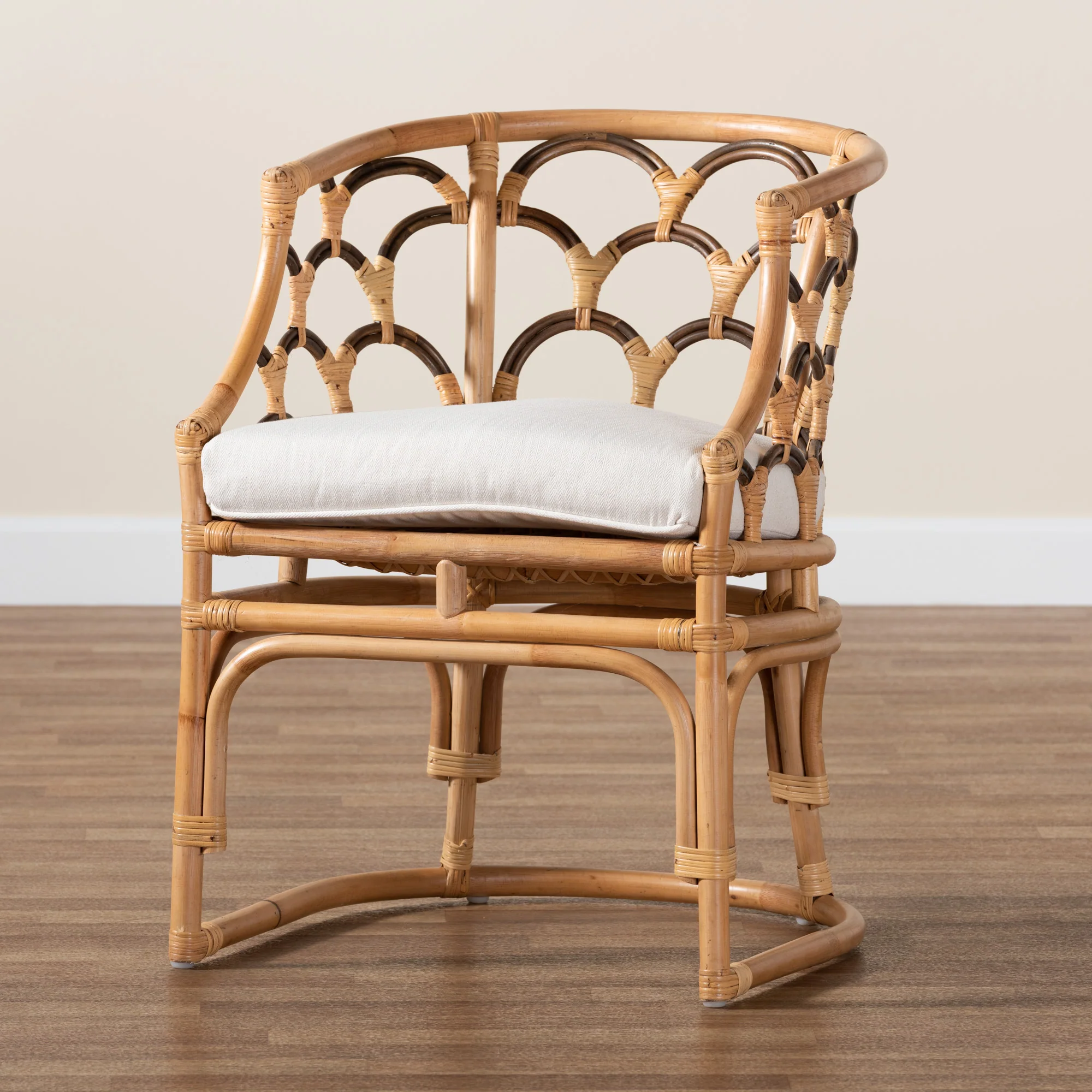 Baxton Studio bali & pari Aster Modern Bohemian Natural Brown Rattan Armchair - Image 9