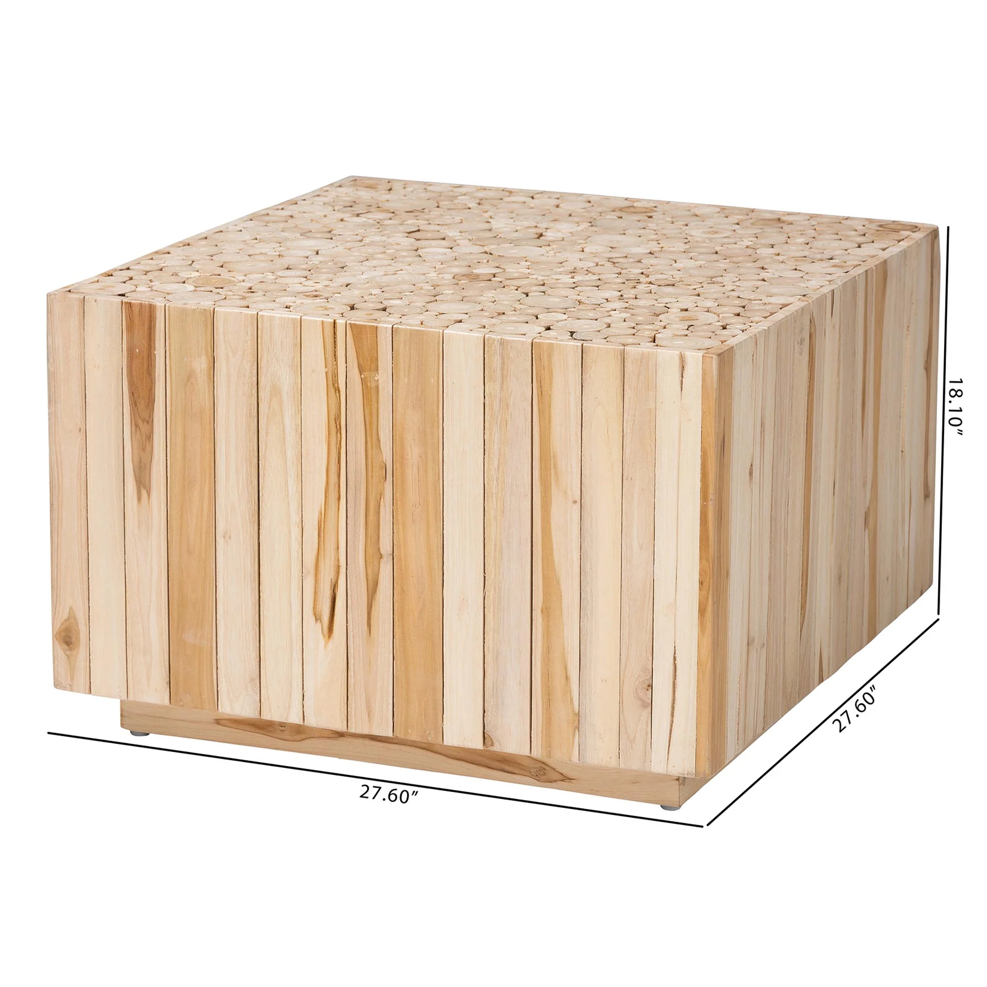 Baxton Studio bali & pari Augusta Bohemian Natural Teak Wood Coffee Table with Unique Repurposed Wood Logs - Image 3