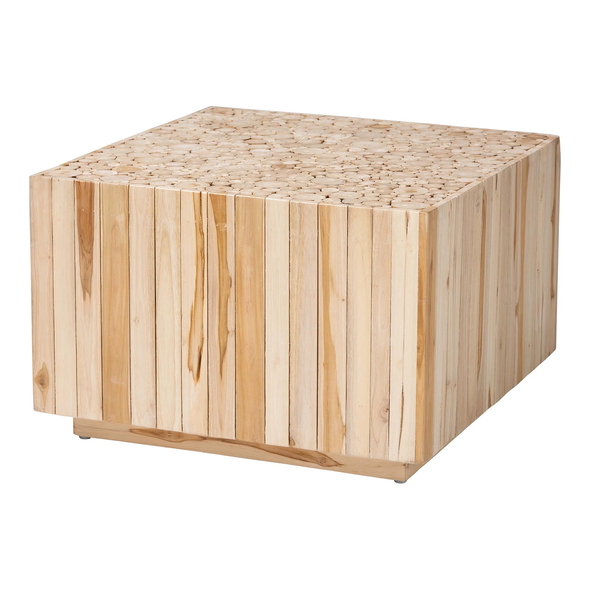 Baxton Studio bali & pari Augusta Bohemian Natural Teak Wood Coffee Table with Unique Repurposed Wood Logs - Image 4