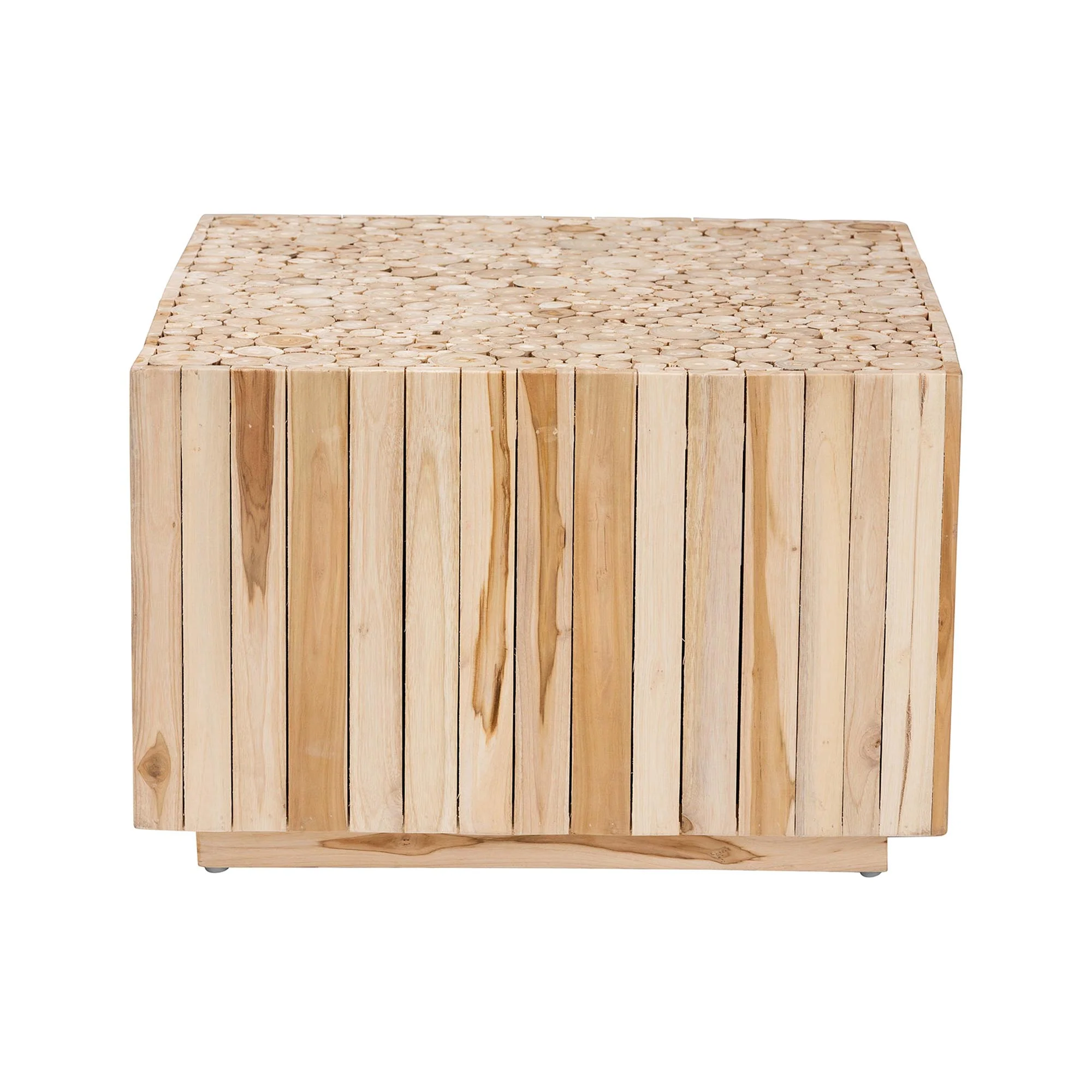 Baxton Studio bali & pari Augusta Bohemian Natural Teak Wood Coffee Table with Unique Repurposed Wood Logs - Image 5