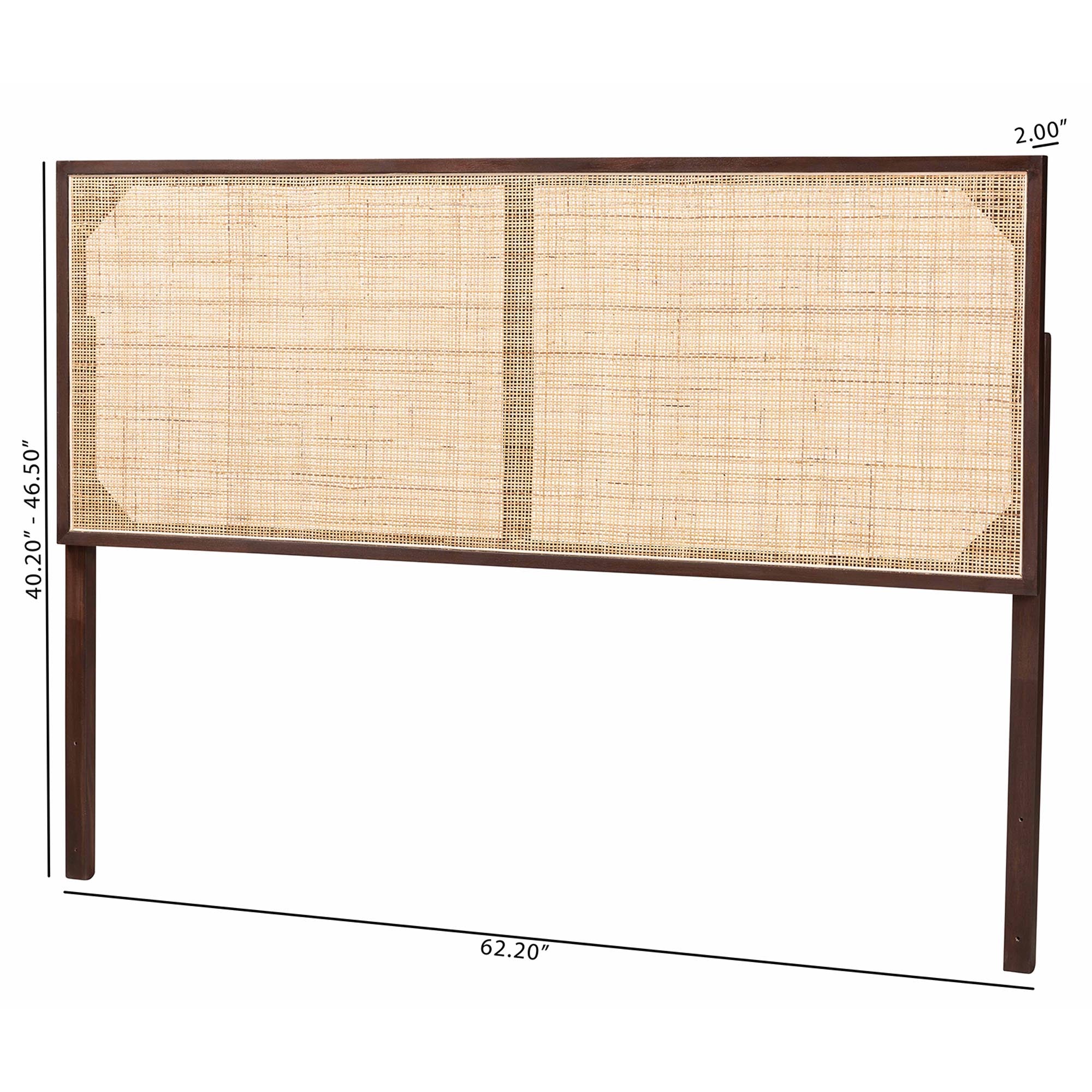 Baxton Studio bali & pari Aurelia Modern Bohemian Dark Brown Finished Bayur Wood and Natural Rattan Queen Size Headboard - Image 8