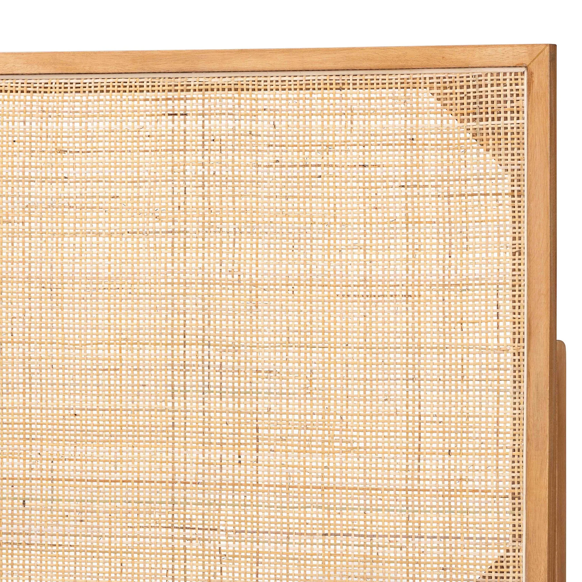 Baxton Studio bali & pari Aurelia Modern Bohemian Natural Brown Finished Bayur Wood and Rattan Queen Size Headboard - Image 4