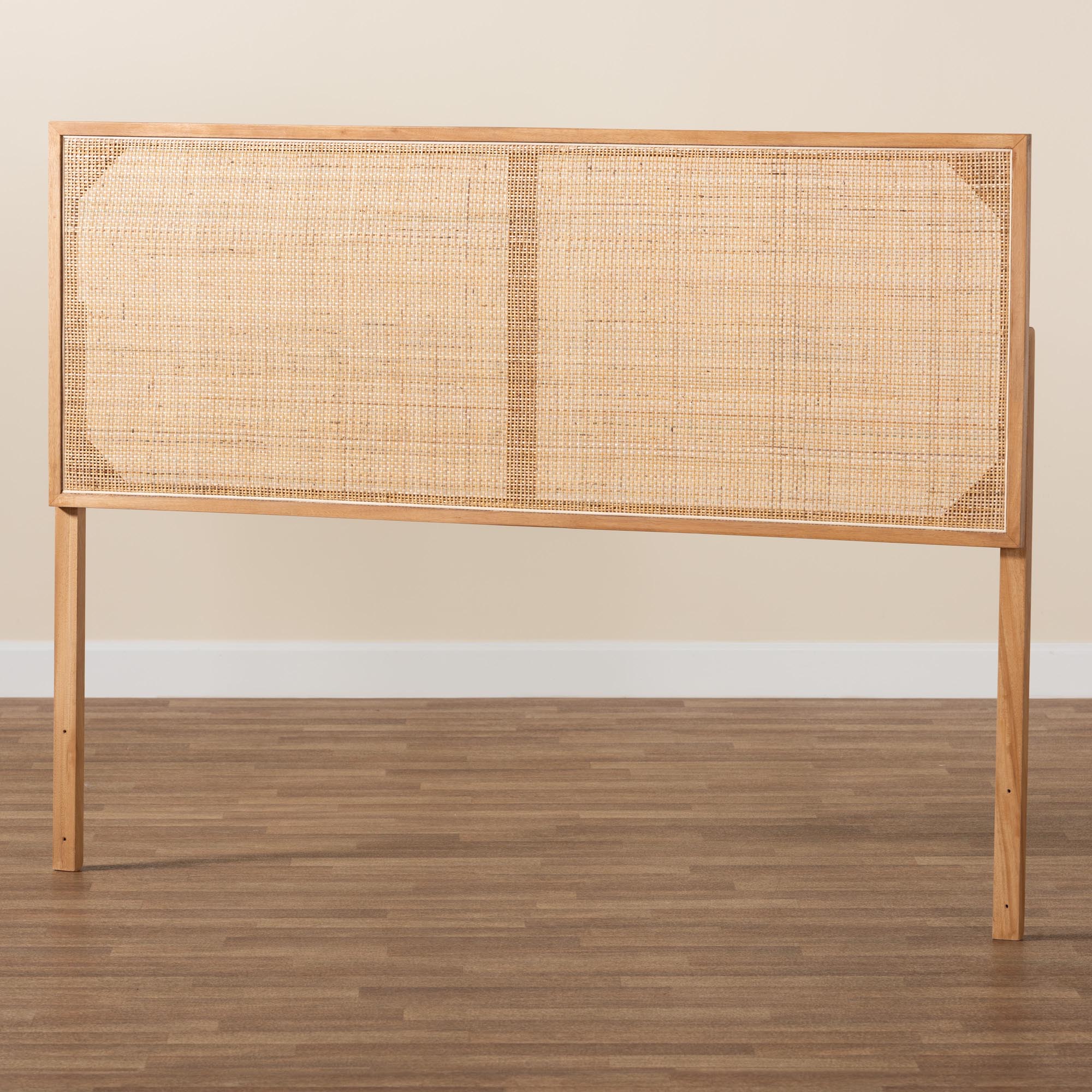 Baxton Studio bali & pari Aurelia Modern Bohemian Natural Brown Finished Bayur Wood and Rattan Queen Size Headboard - Image 6