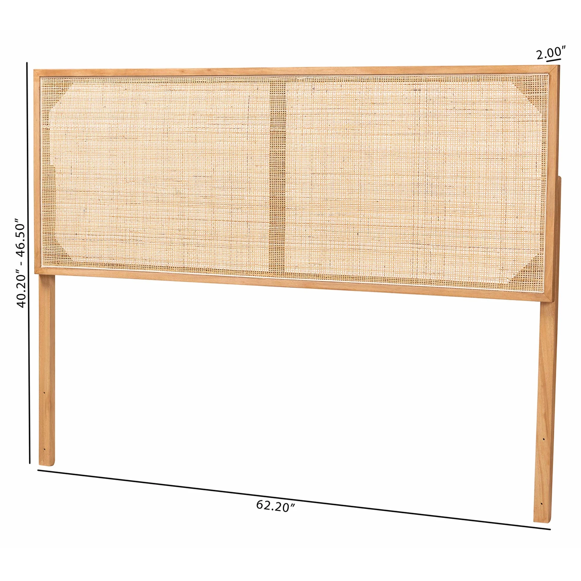 Baxton Studio bali & pari Aurelia Modern Bohemian Natural Brown Finished Bayur Wood and Rattan Queen Size Headboard - Image 7