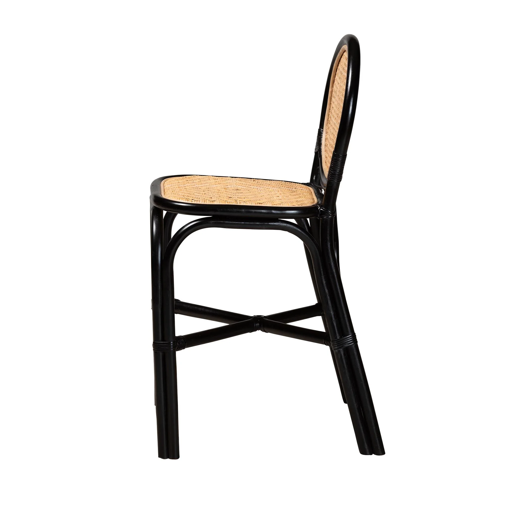 Baxton Studio bali & pari Ayana Mid-Century Modern Two-Tone Black and Natural Brown Rattan Counter Stool - Image 4