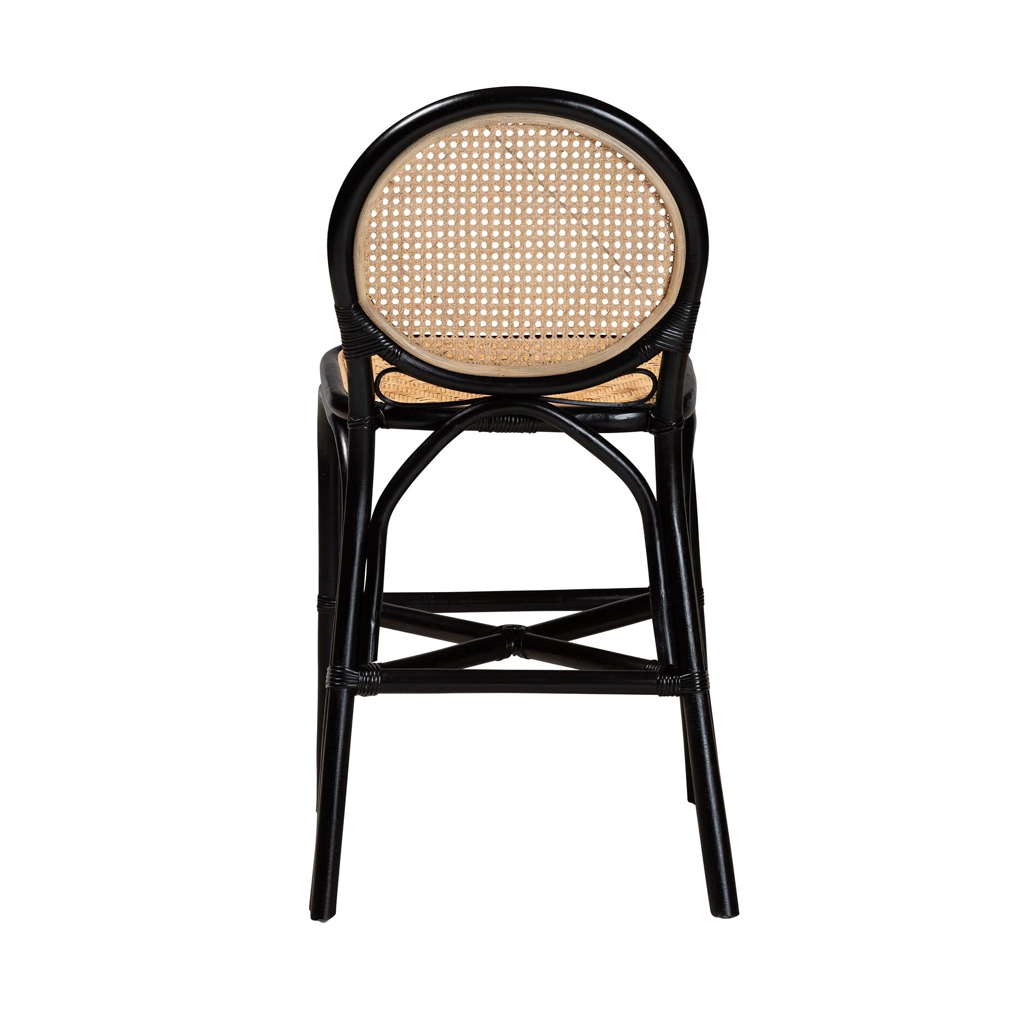 Baxton Studio bali & pari Ayana Mid-Century Modern Two-Tone Black and Natural Brown Rattan Counter Stool - Image 5