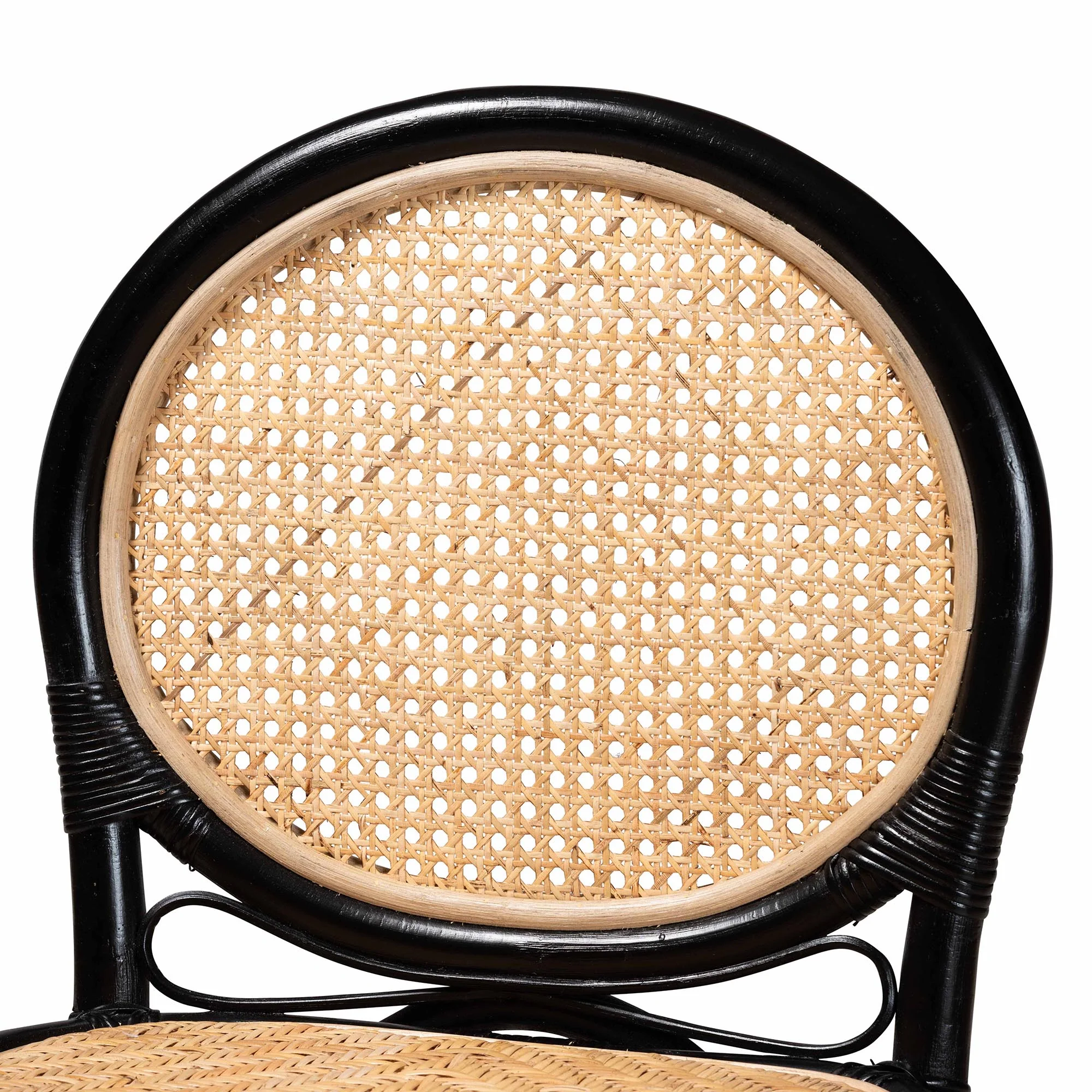 Baxton Studio bali & pari Ayana Mid-Century Modern Two-Tone Black and Natural Brown Rattan Counter Stool - Image 6