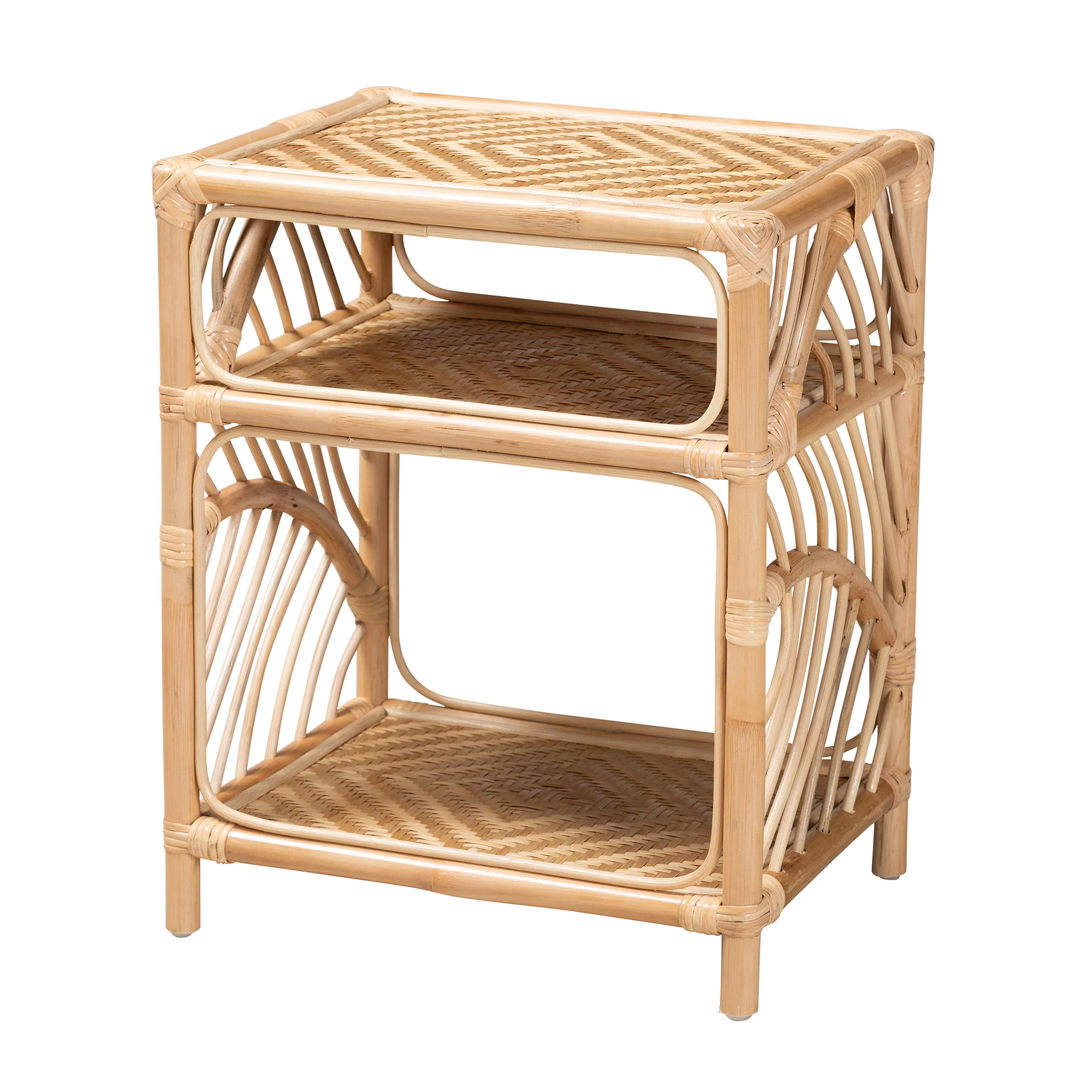 Baxton Studio bali & pari Baara Modern Bohemian Natural Brown Rattan Nightstand - Image 2