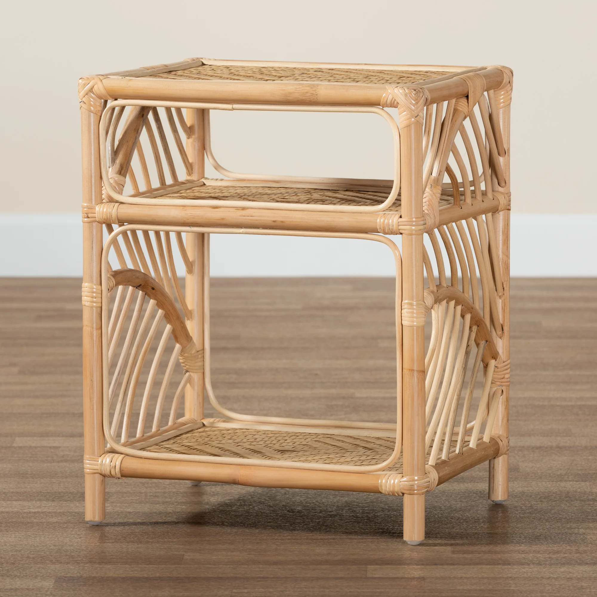 Baxton Studio bali & pari Baara Modern Bohemian Natural Brown Rattan Nightstand - Image 7