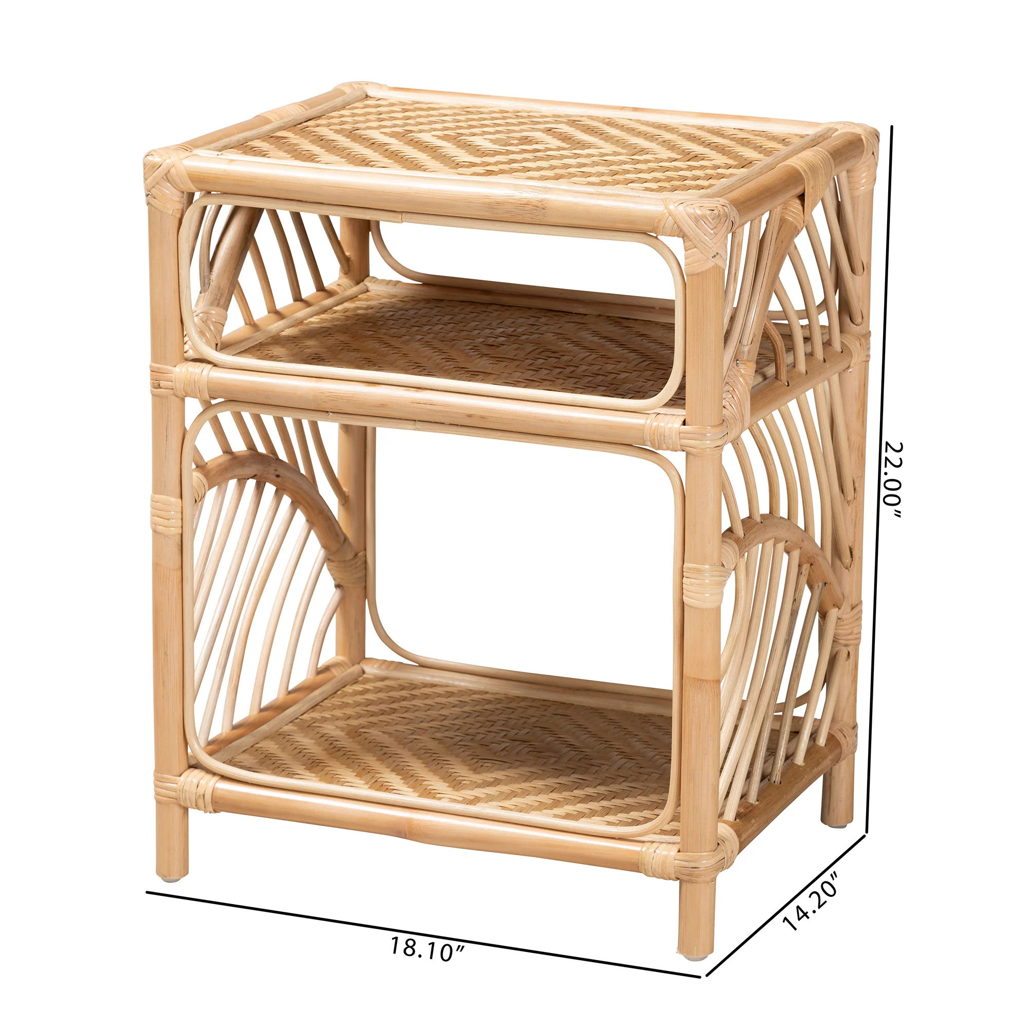 Baxton Studio bali & pari Baara Modern Bohemian Natural Brown Rattan Nightstand - Image 8