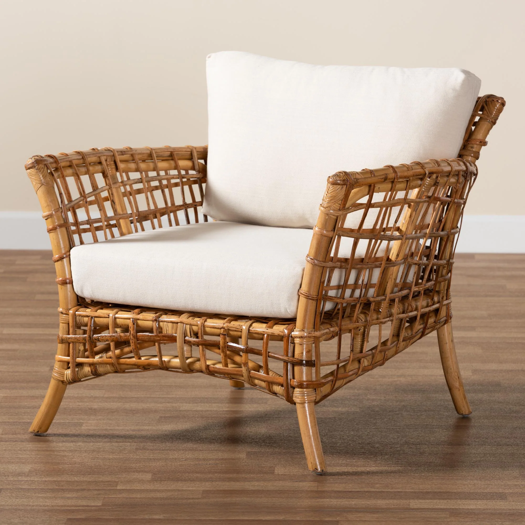 Baxton Studio bali & pari Babette Modern Bohemian Natural Brown Rattan Arm Chair - Image 2