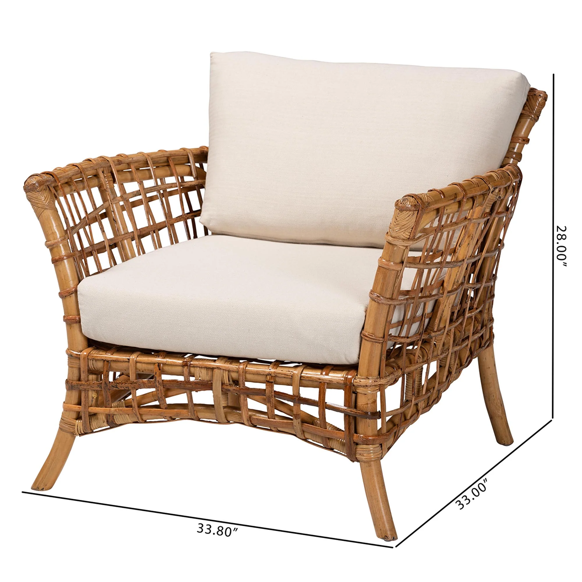 Baxton Studio bali & pari Babette Modern Bohemian Natural Brown Rattan Arm Chair - Image 3
