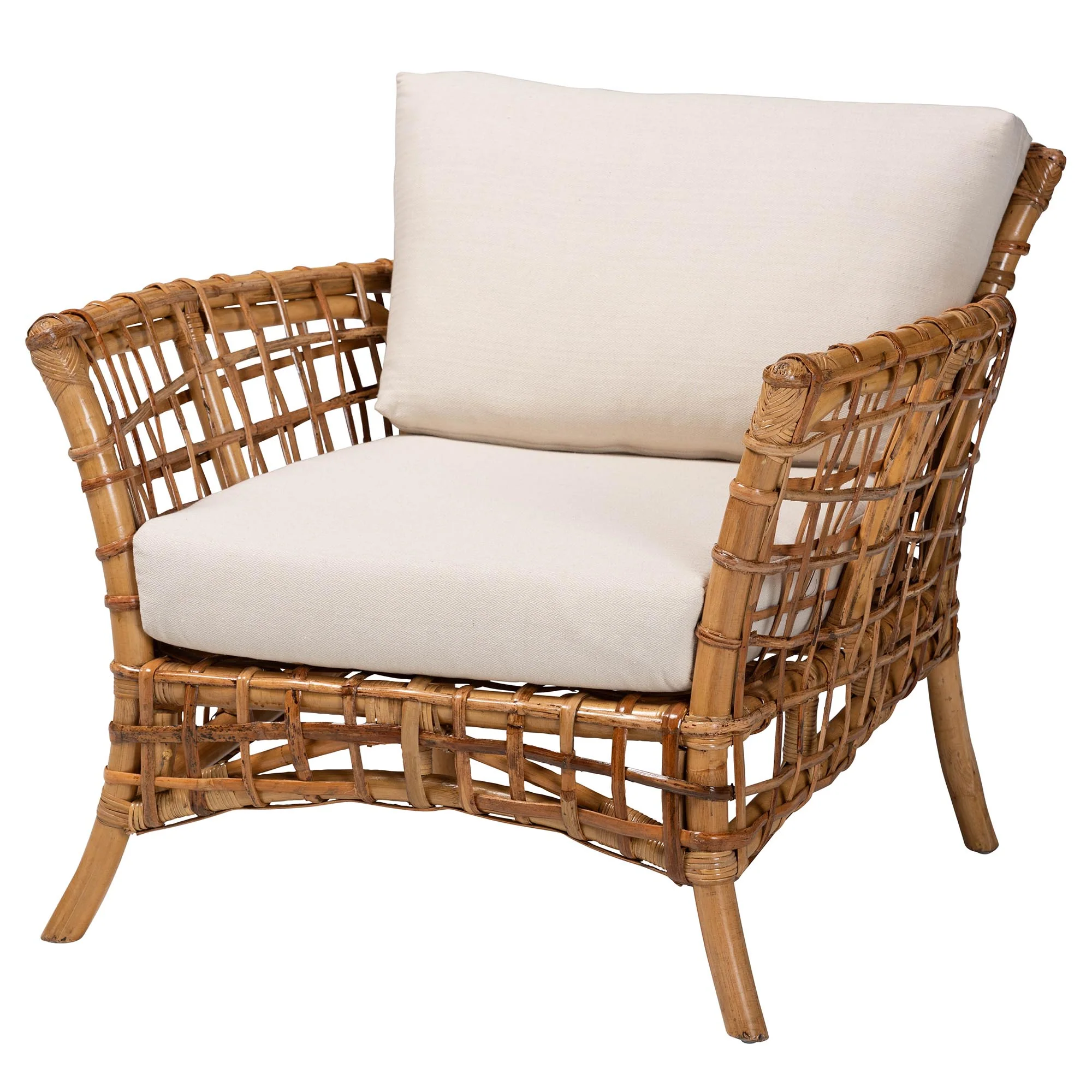Baxton Studio bali & pari Babette Modern Bohemian Natural Brown Rattan Arm Chair - Image 4