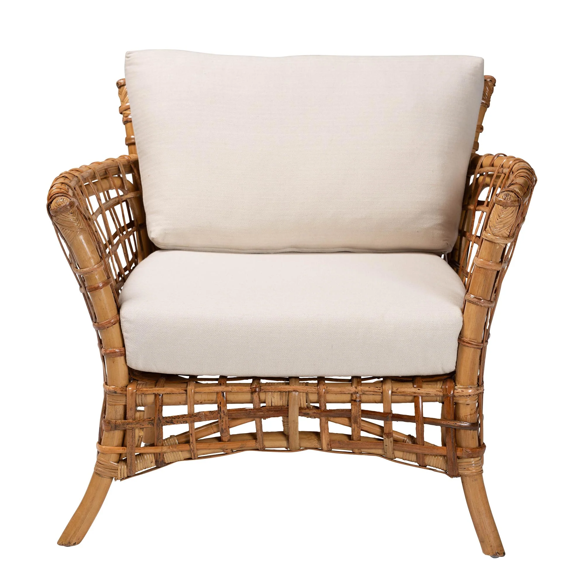 Baxton Studio bali & pari Babette Modern Bohemian Natural Brown Rattan Arm Chair - Image 5