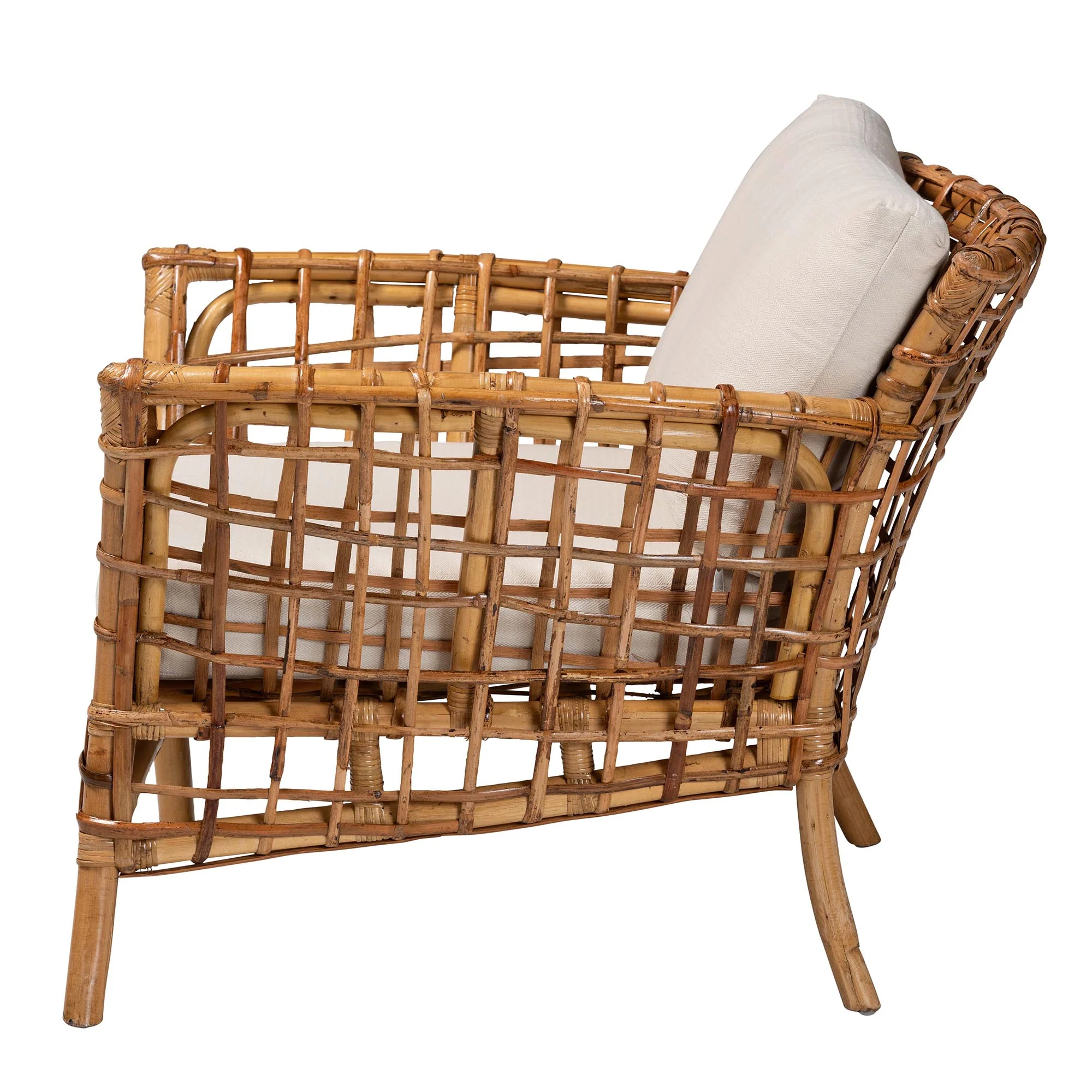 Baxton Studio bali & pari Babette Modern Bohemian Natural Brown Rattan Arm Chair - Image 6