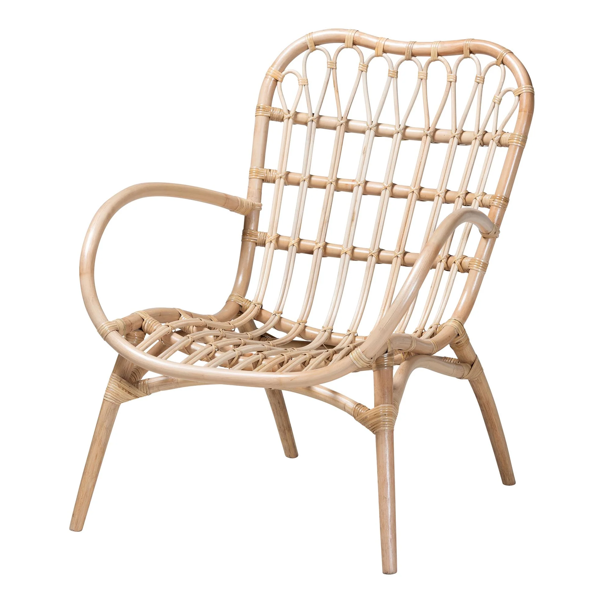 Baxton Studio bali & pari Bajo Modern Bohemian Natural Brown Rattan Arm Chair - Image 4