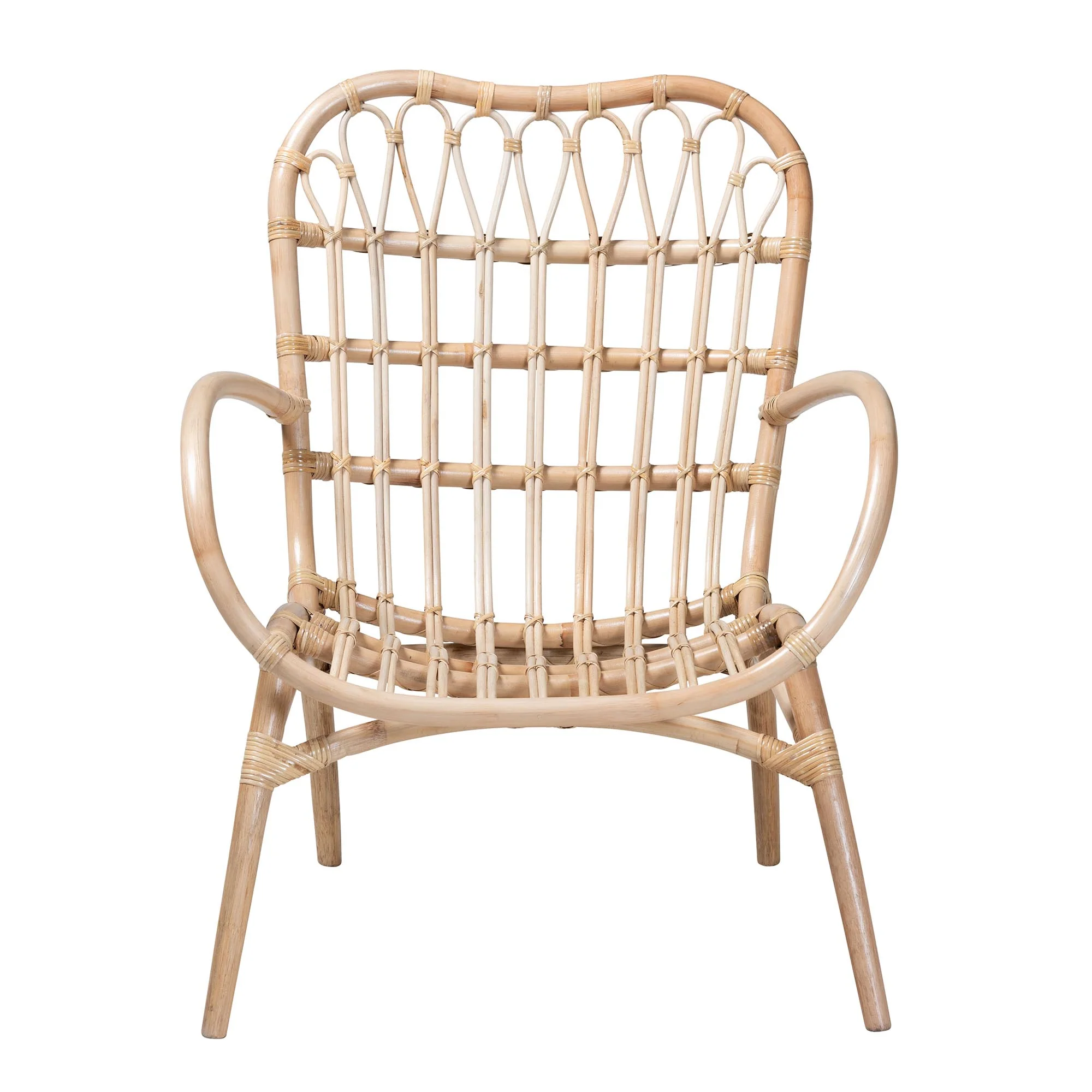 Baxton Studio bali & pari Bajo Modern Bohemian Natural Brown Rattan Arm Chair - Image 5
